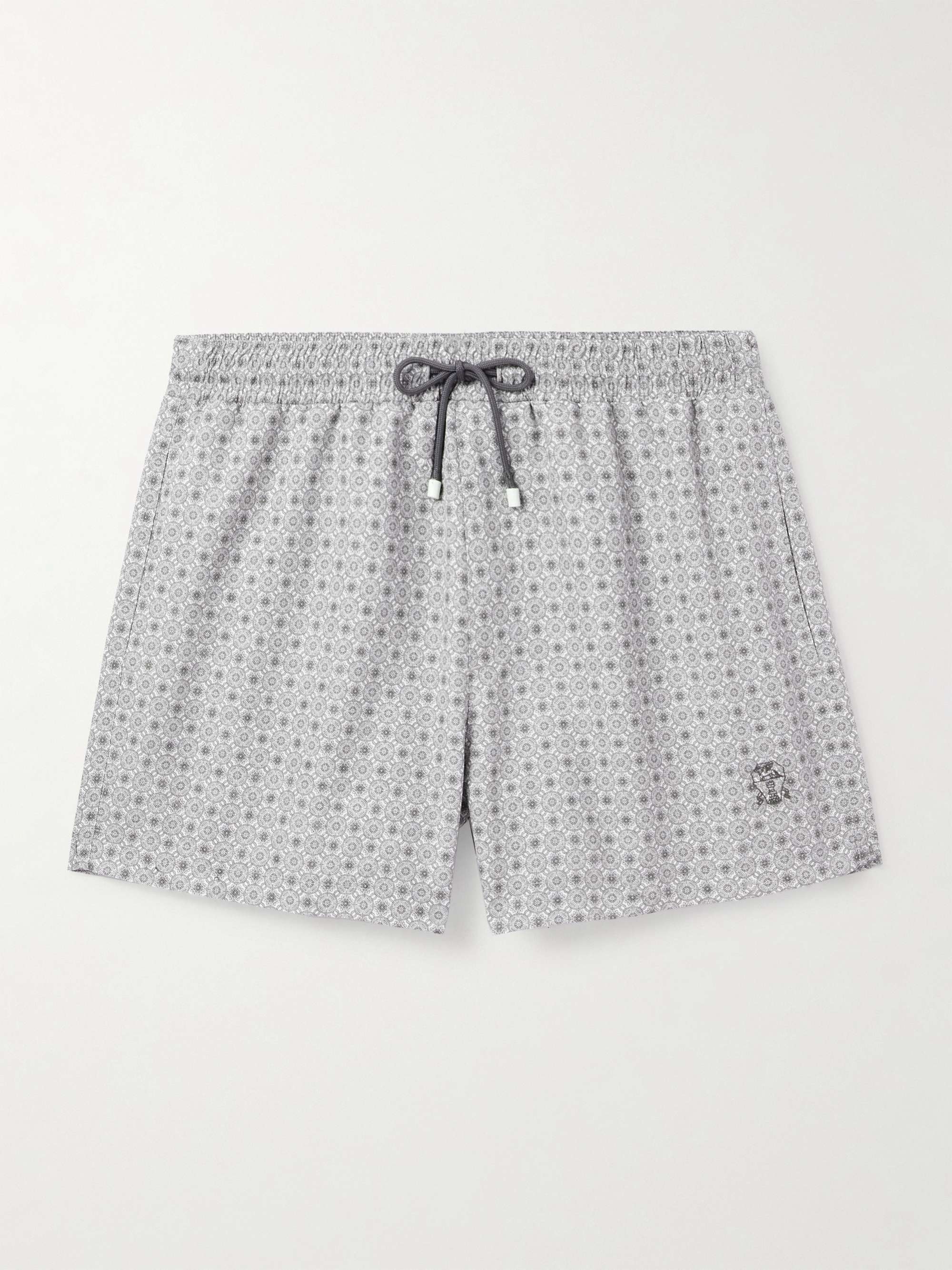 Straight-Leg Short-Length Logo-Embroidered Printed Swim Shorts view