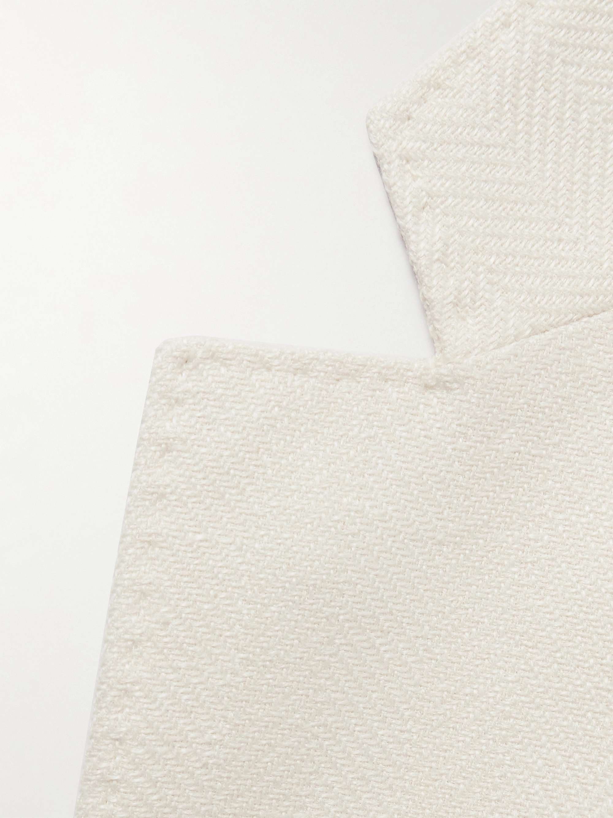 Double-Breasted Herringbone Linen, Silk, Wool and Cotton-Blend Blazer view