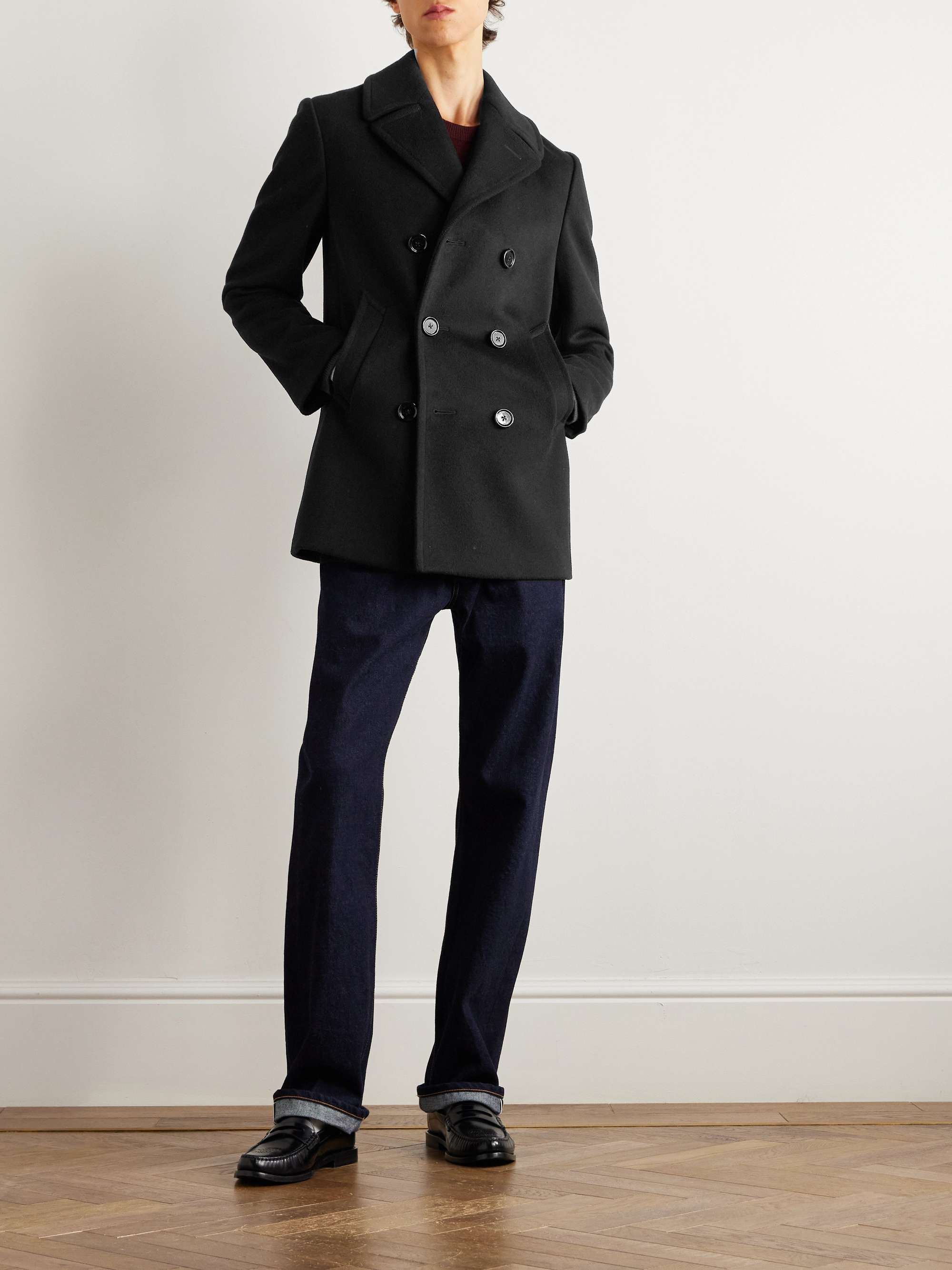 Slim-Fit Double-Breasted Cashmere Coat view