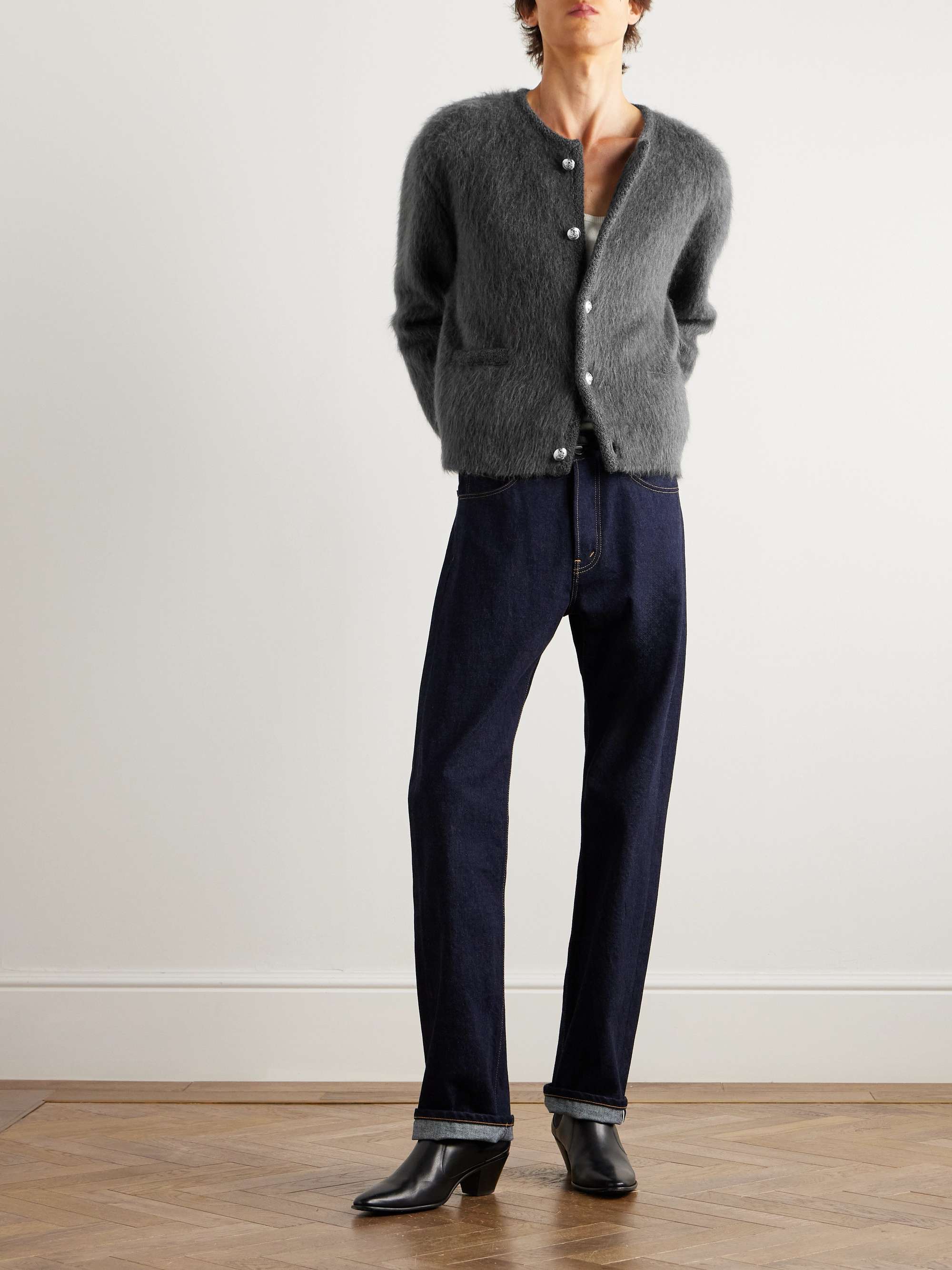 Brushed Mohair-Blend Cardigan view