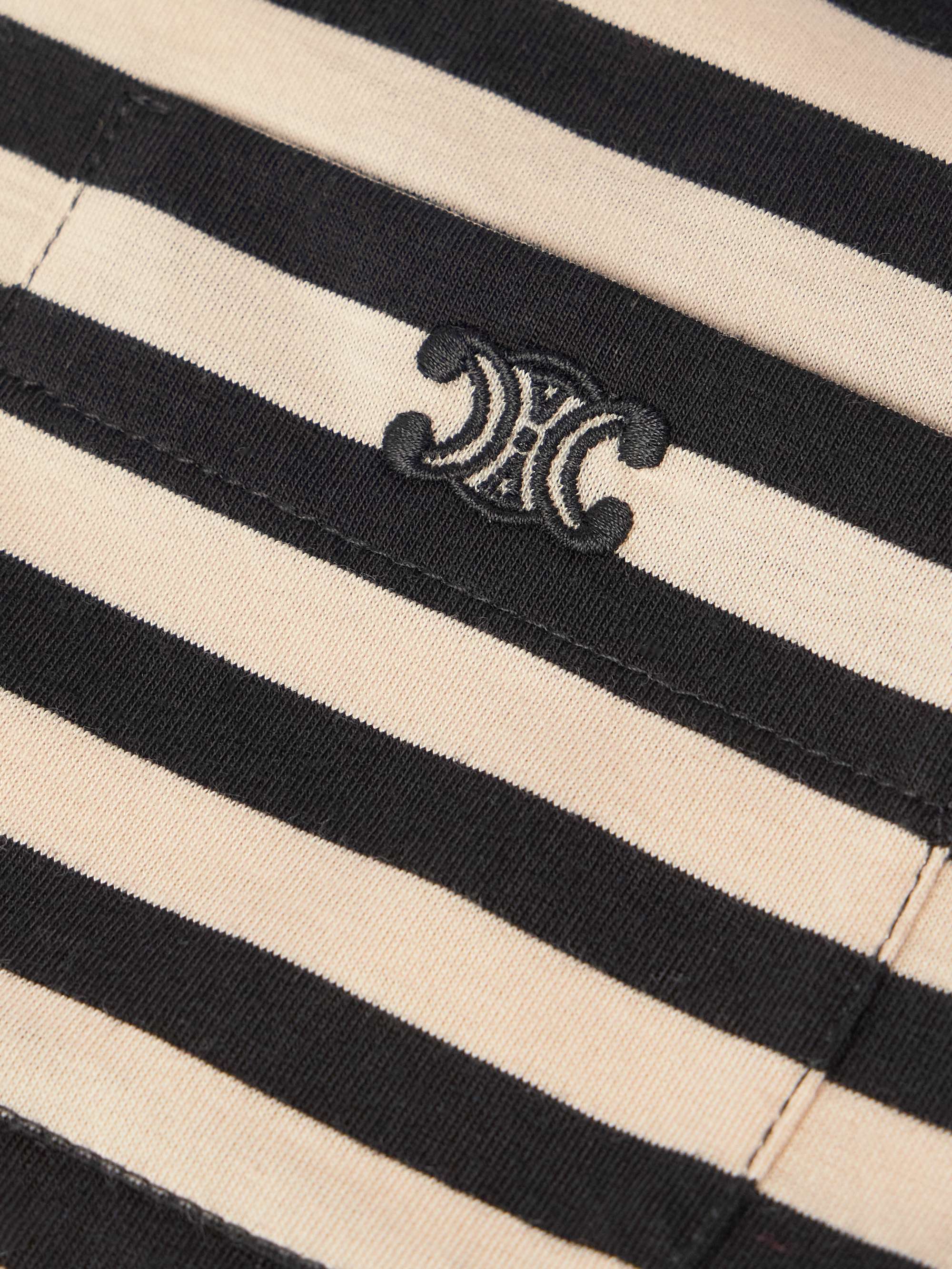 Triomphe Logo-Embroidered Striped Cotton-Jersey T-Shirt view