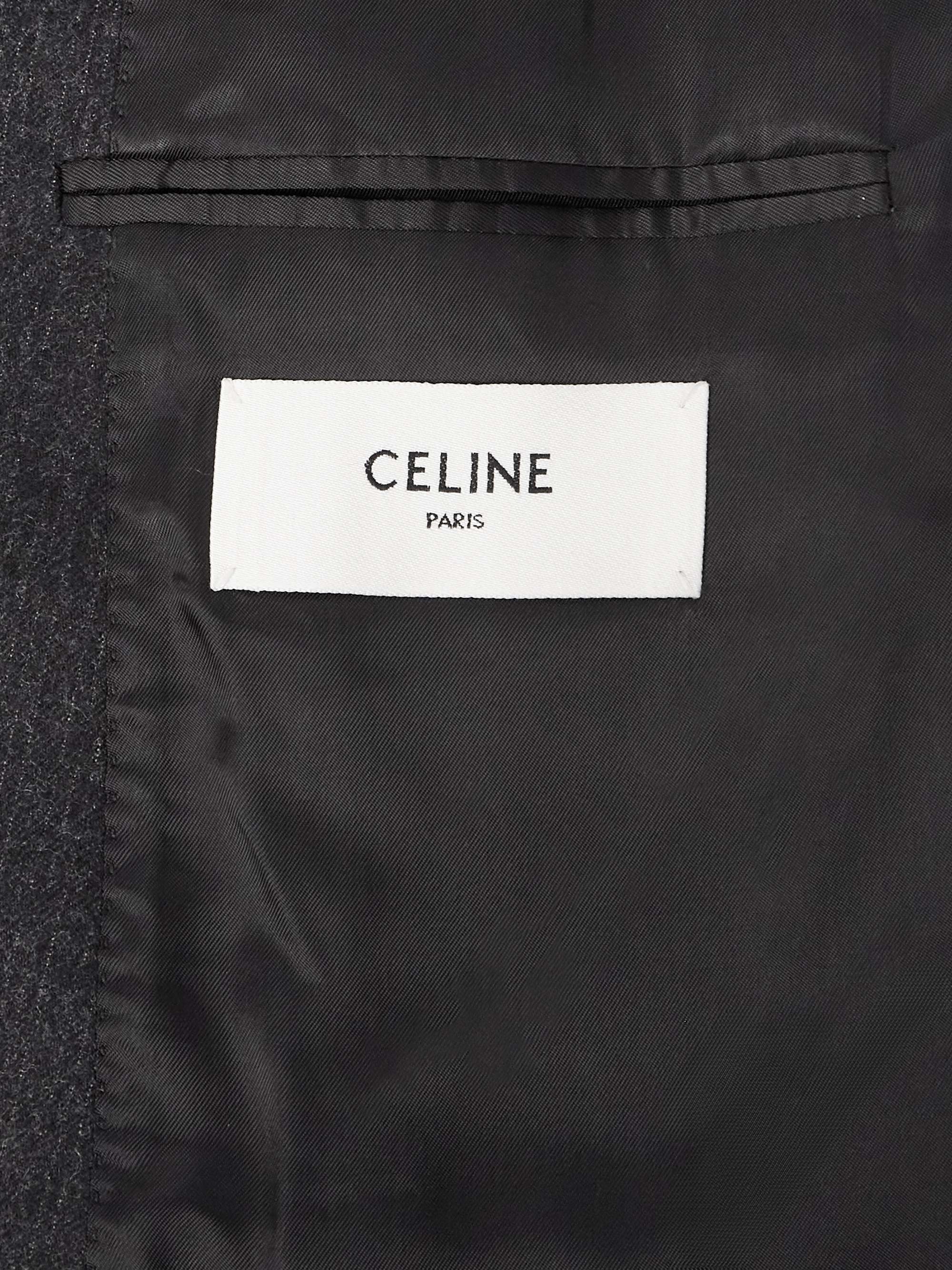 Slim-Fit Double-Breasted Pinstriped Brushed Wool-Twill Suit Jacket view