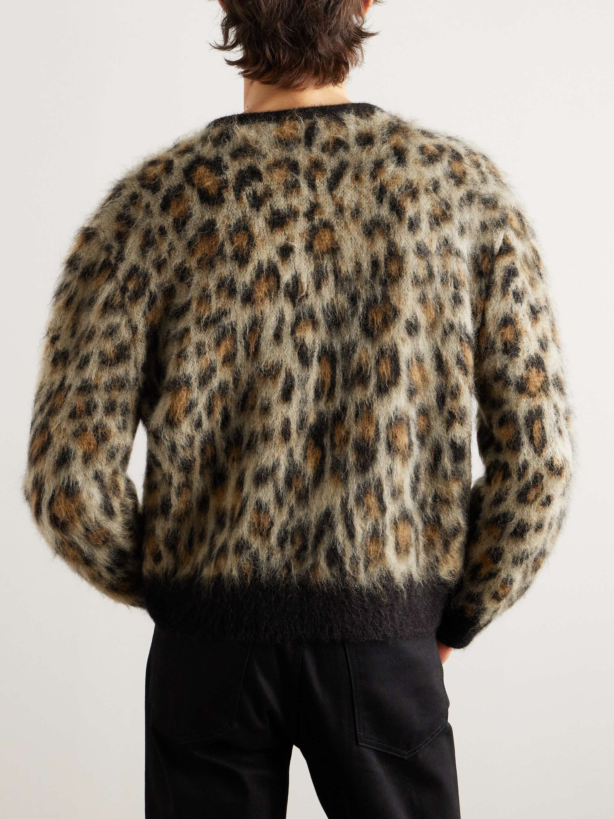 Cropped Leopard-Print Mohair-Blend Cardigan view