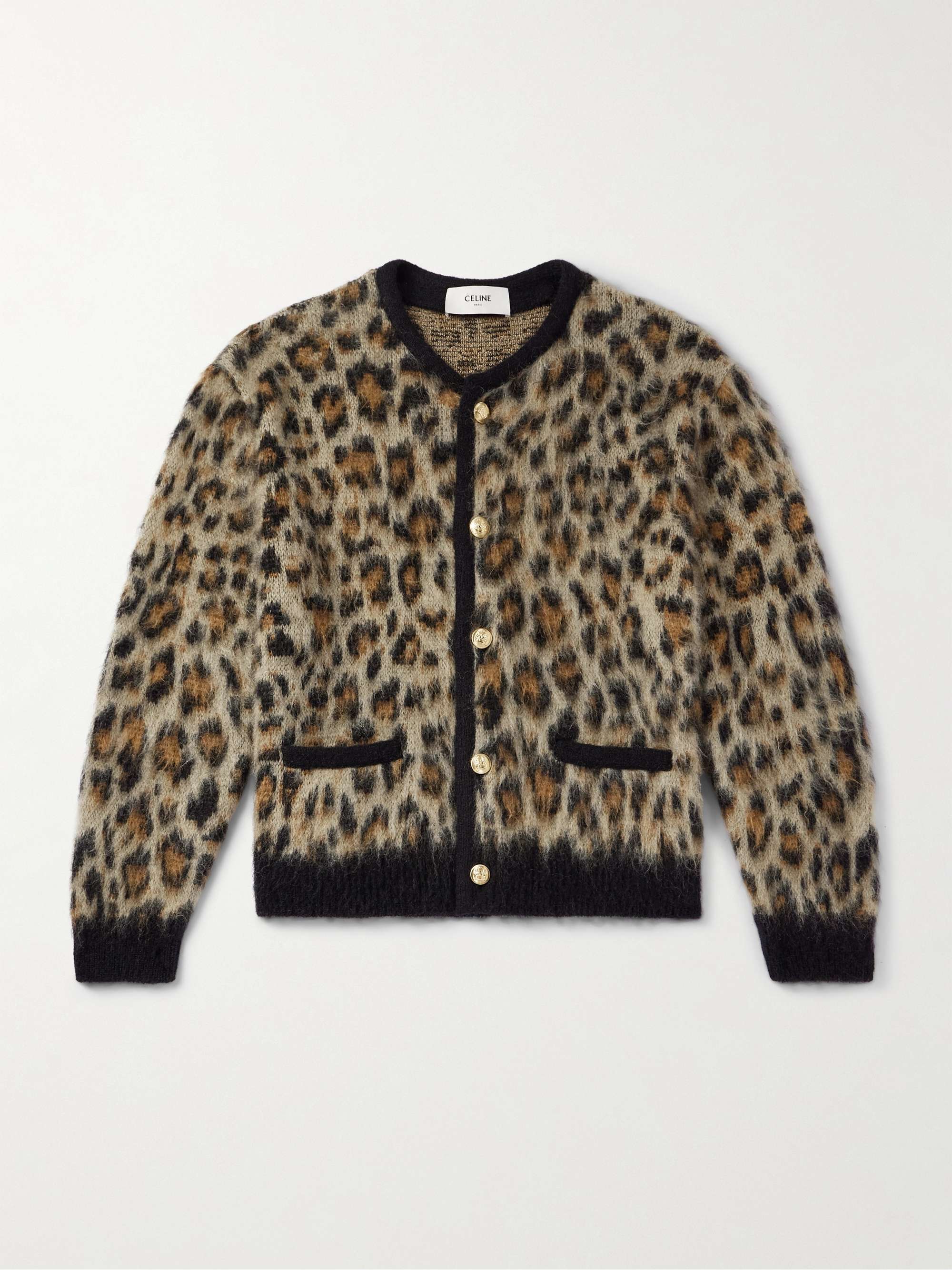 Cropped Leopard-Print Mohair-Blend Cardigan view