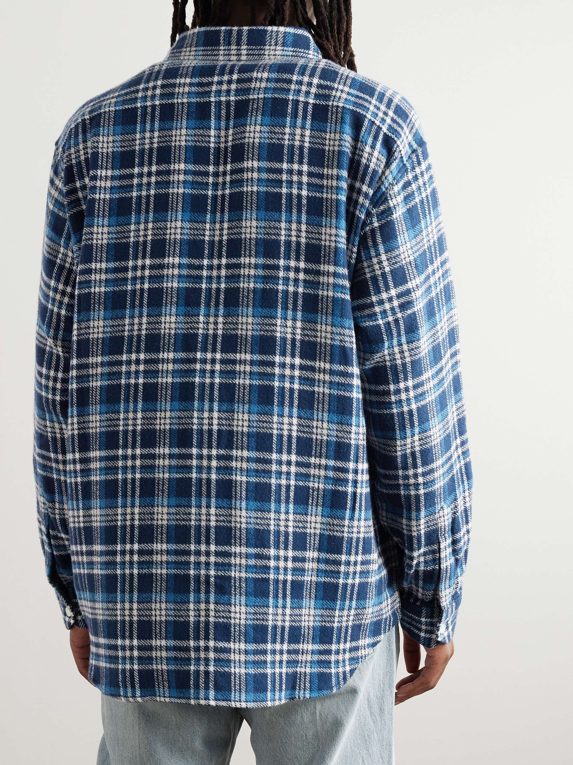 Logo-Embroidered Checked Cotton-Flannel Shirt view