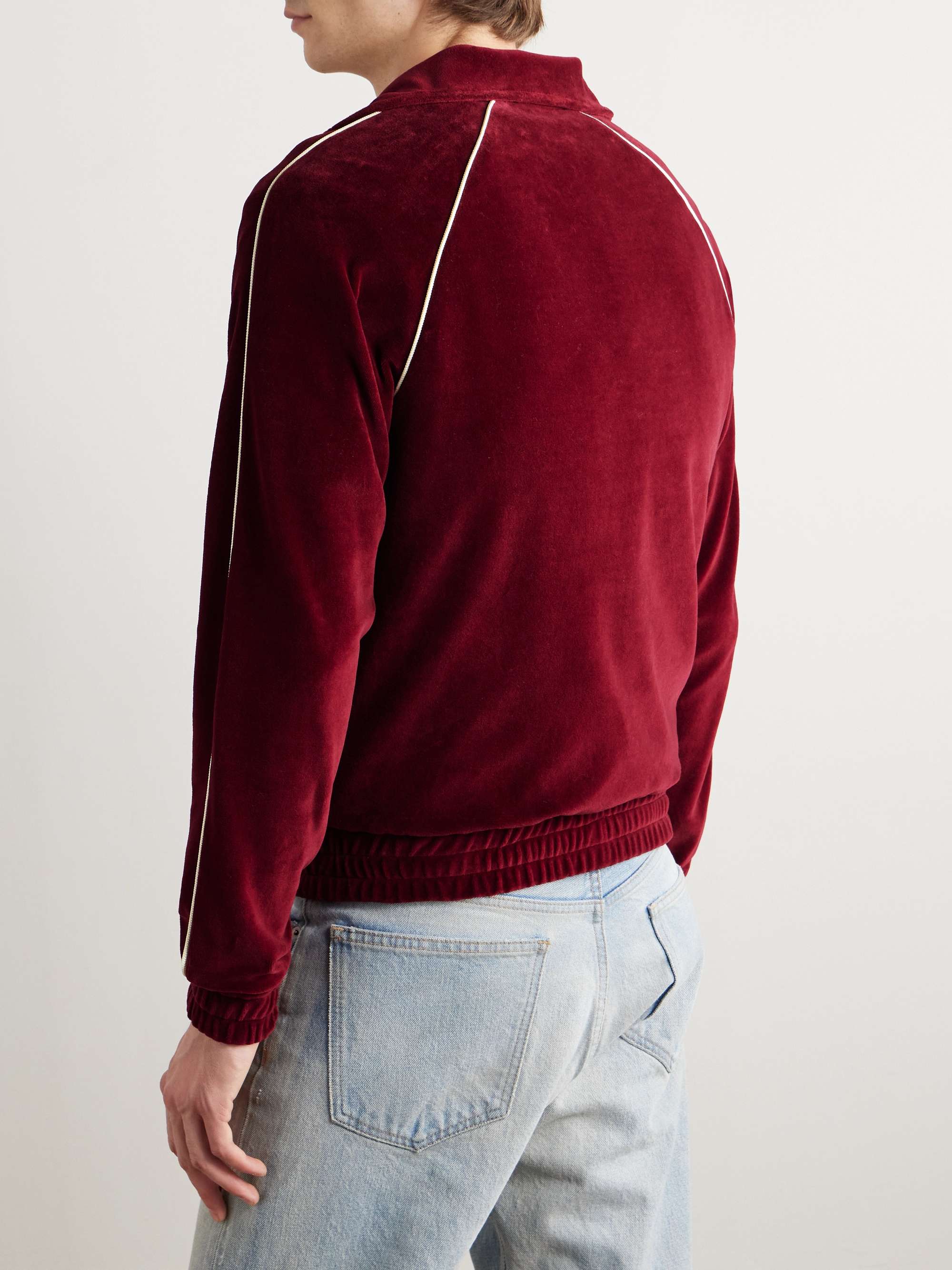 Slim-Fit Logo-Embroidered Cotton-Blend Velour Track Jacket view