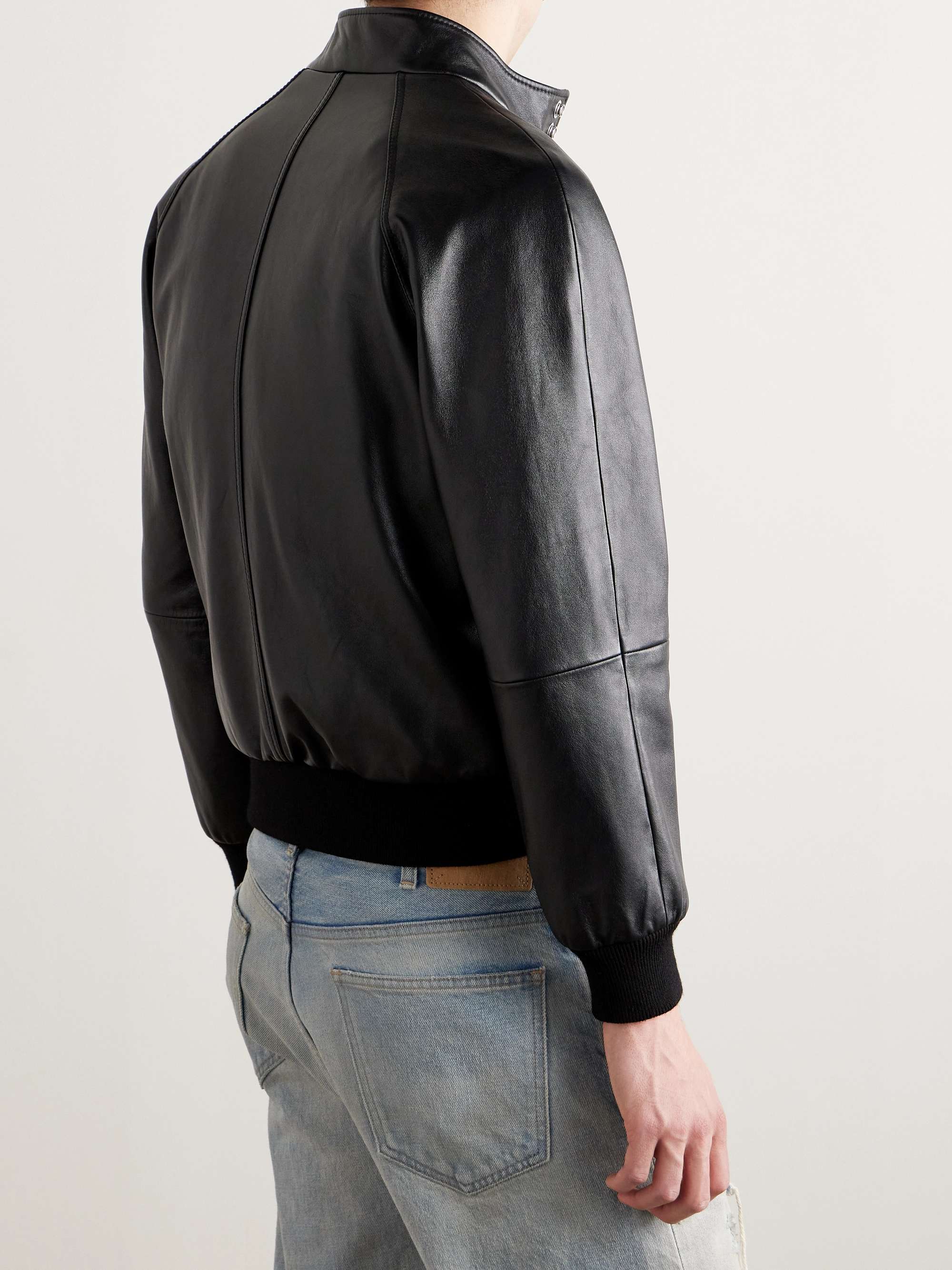 Slim-Fit Leather Blouson Jacket view