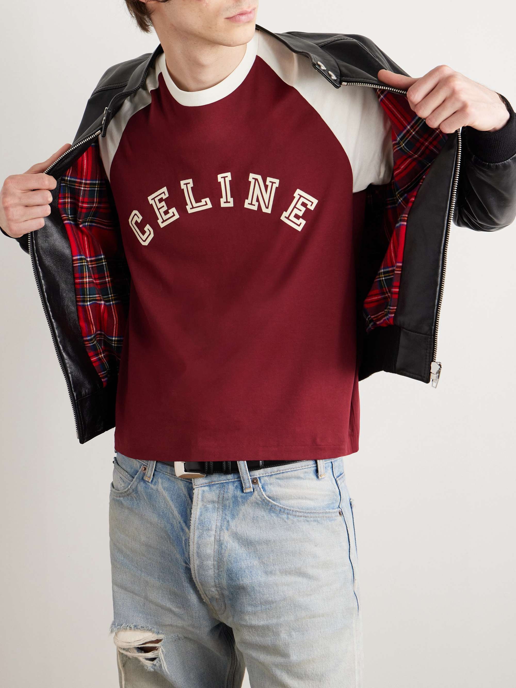 Slim-Fit Leather Blouson Jacket view
