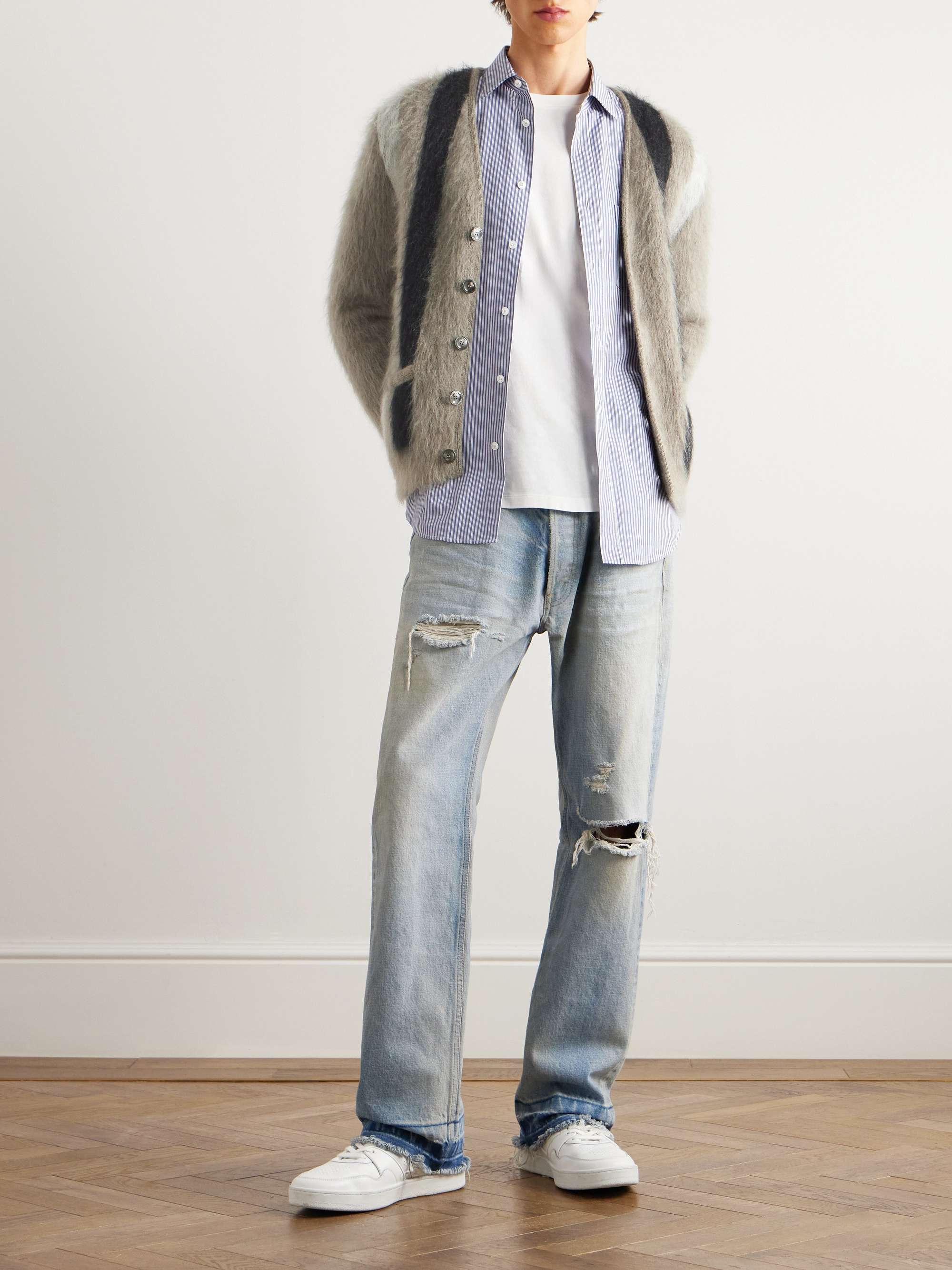 Striped Wool-Blend Cardigan view