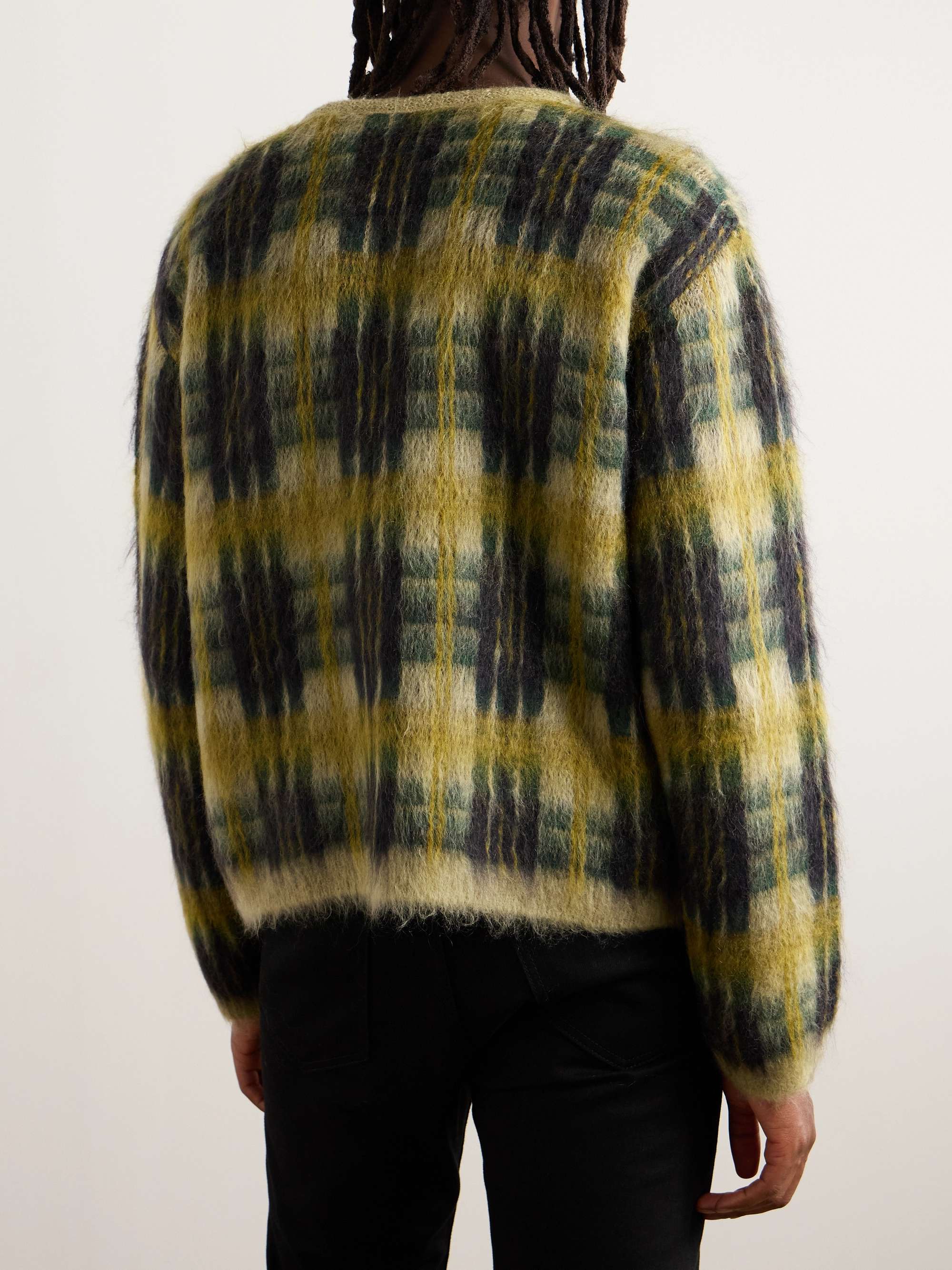 Checked Brushed Jacquard-Knit Cardigan view