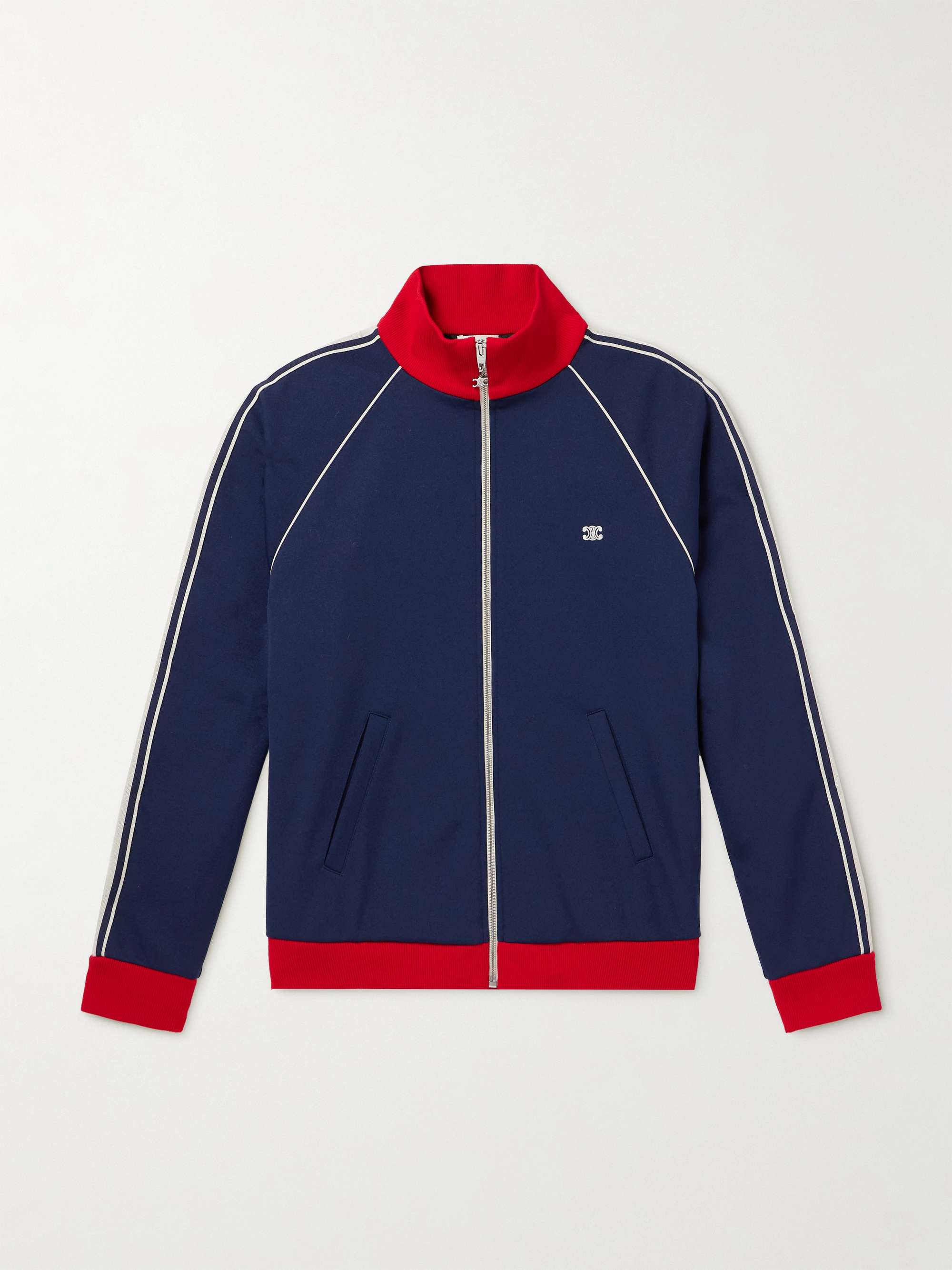 Webbing-Trimmed Logo-Embroidered Jersey Track Jacket view