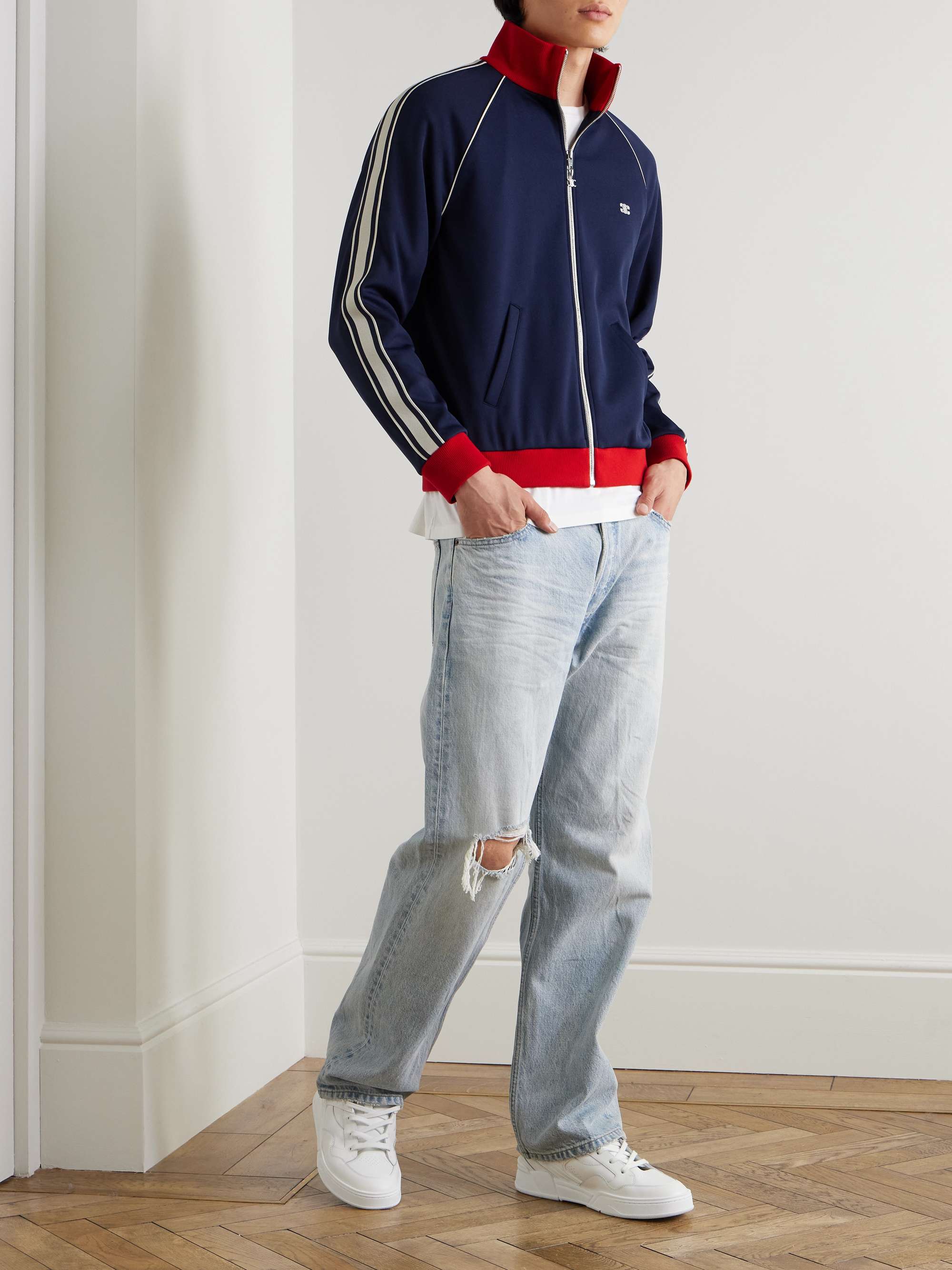 Webbing-Trimmed Logo-Embroidered Jersey Track Jacket view