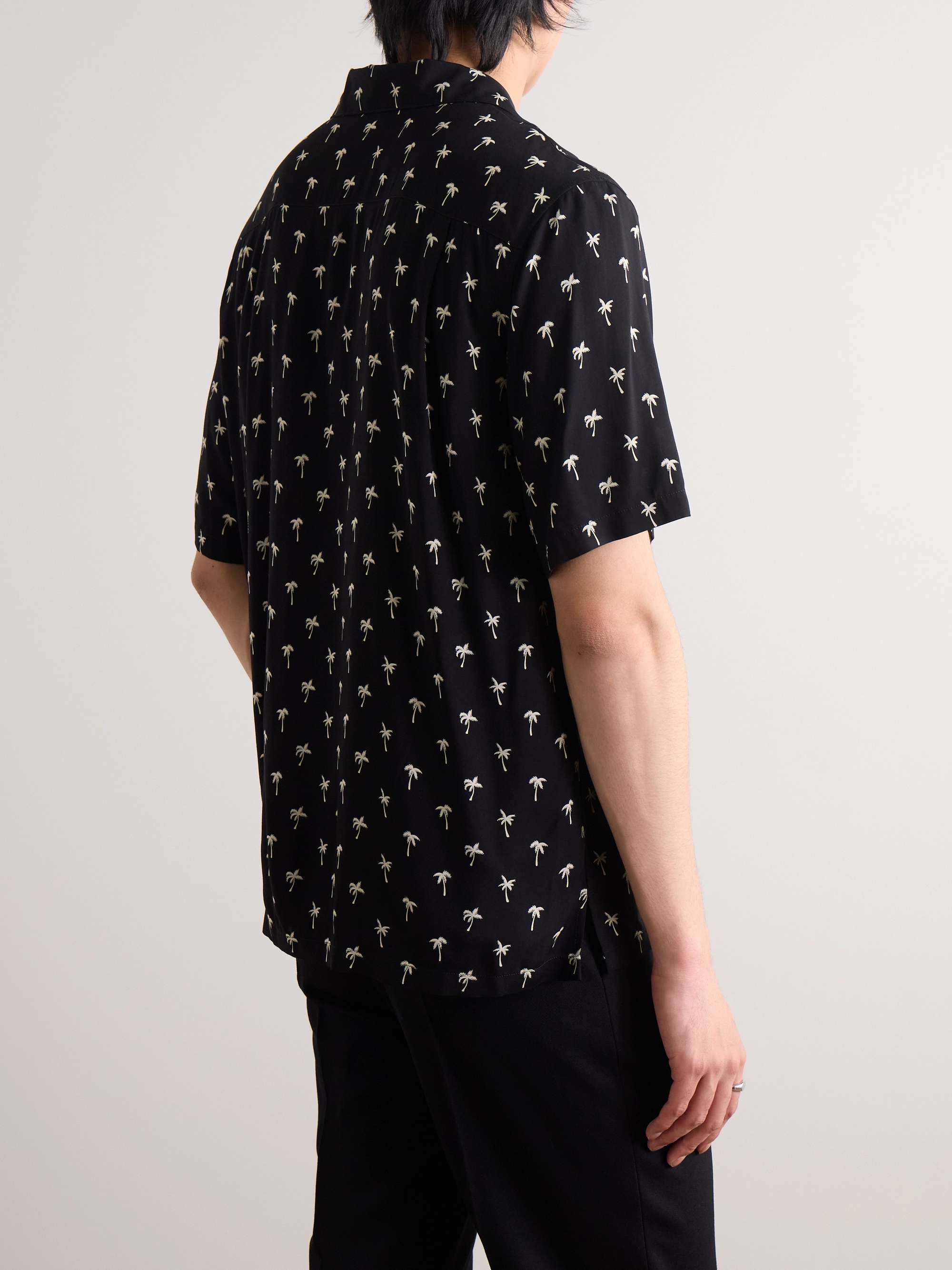 Camp-Collar Printed Crepe Shirt view