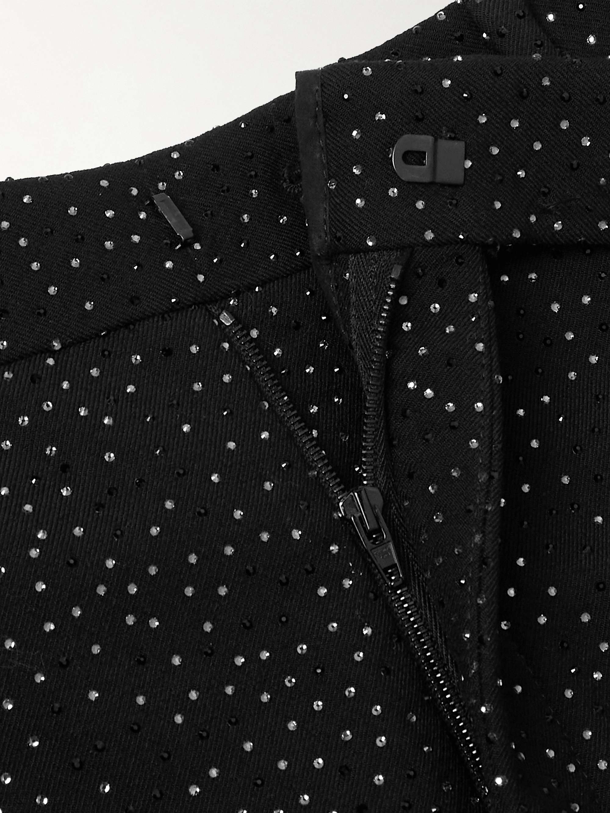 Straight-Leg Crystal-Embellished Wool-Twill Suit Trousers view