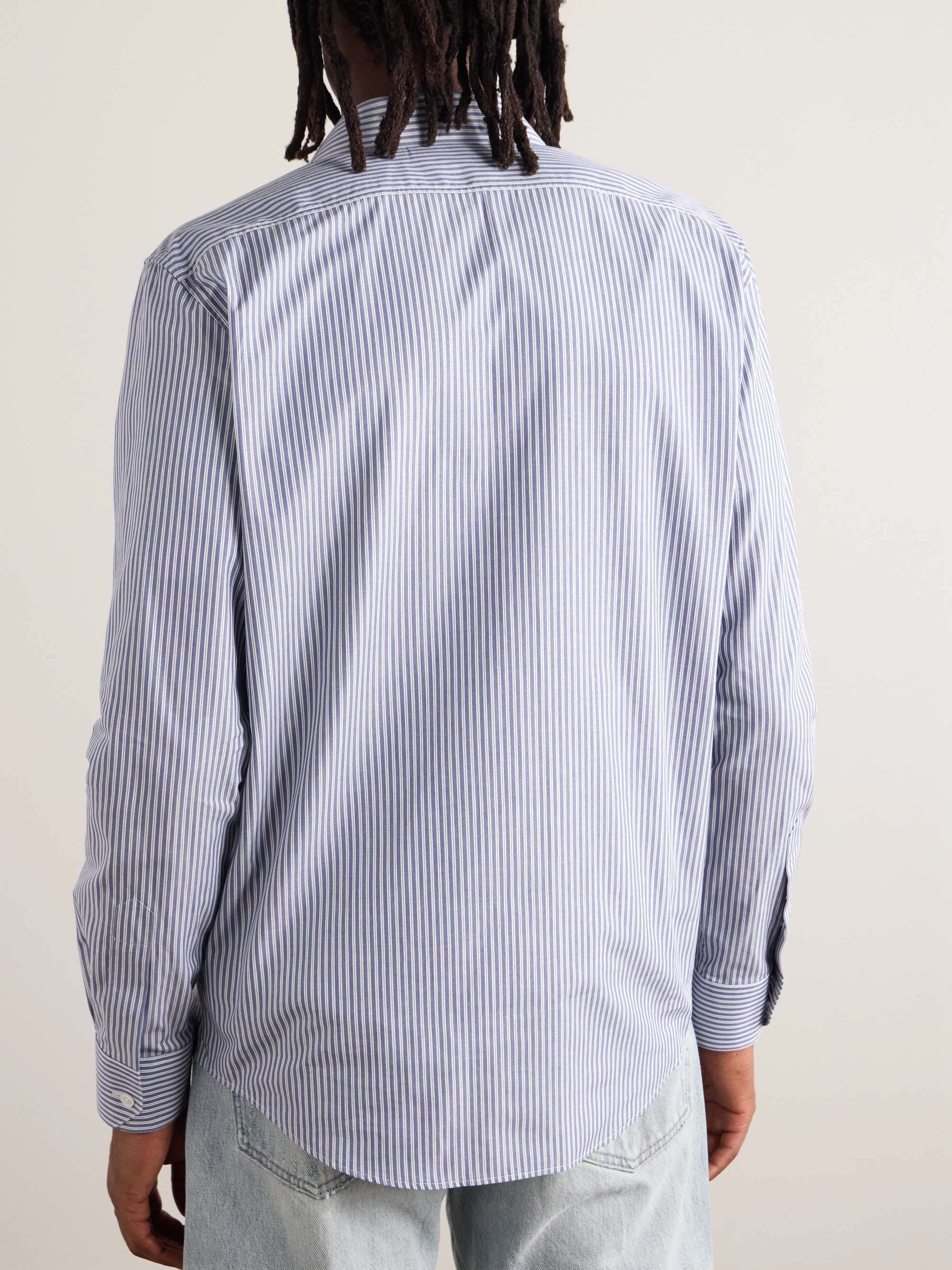 Slim-Fit Logo-Embroidered Striped Cotton Shirt view