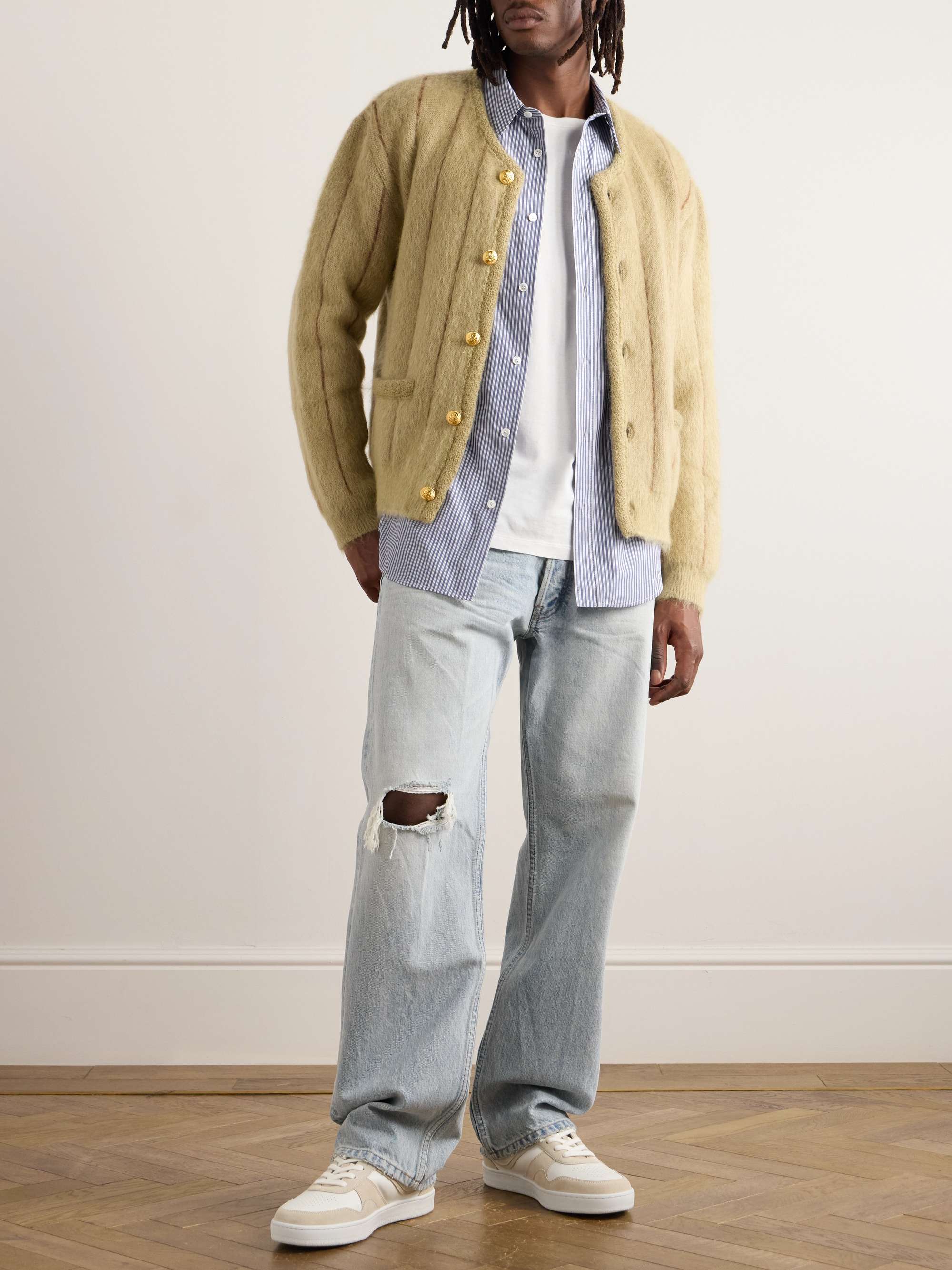 Slim-Fit Logo-Embroidered Striped Cotton Shirt view