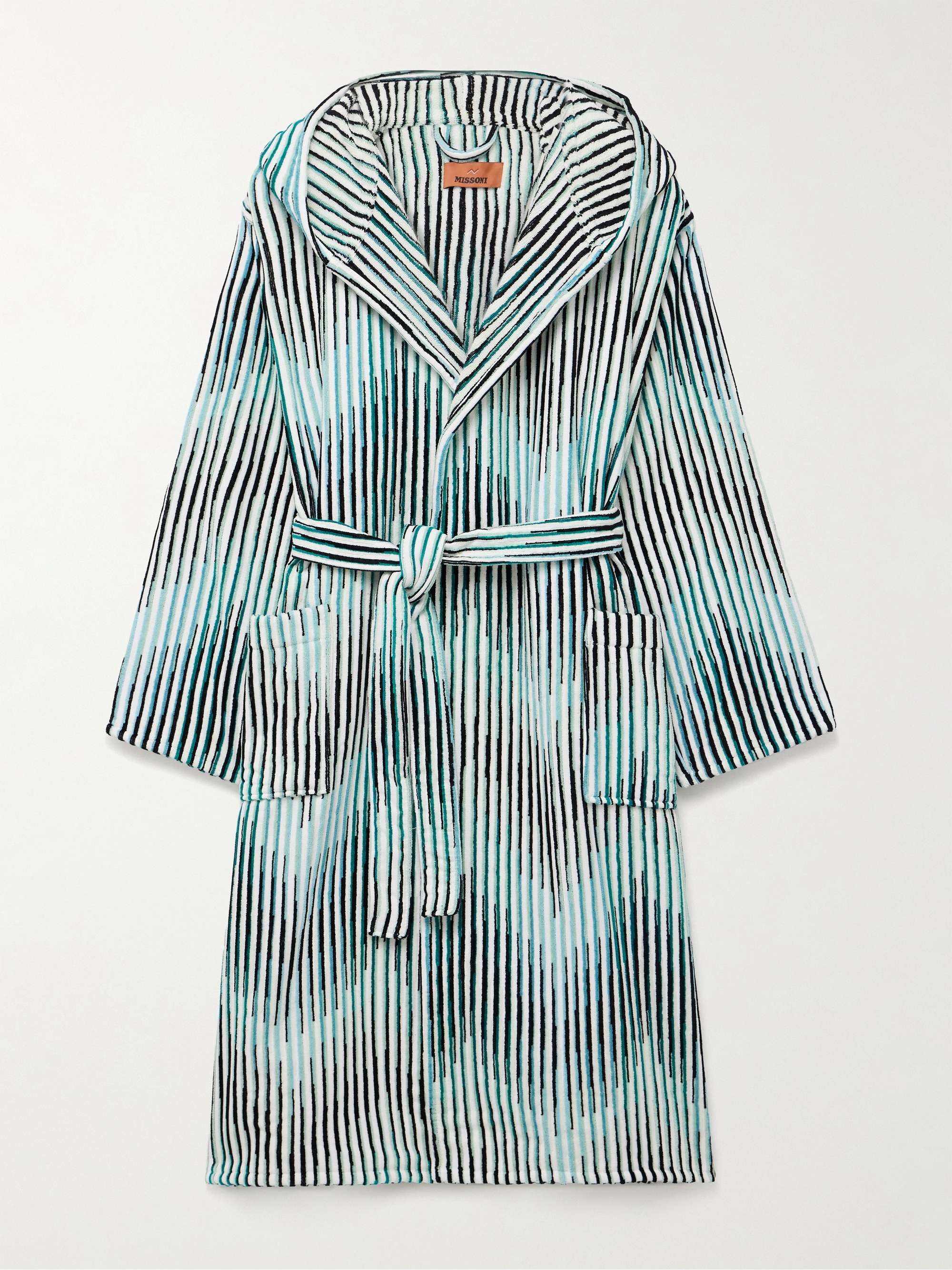 Arpeggio Striped Cotton-Terry Hooded Robe view