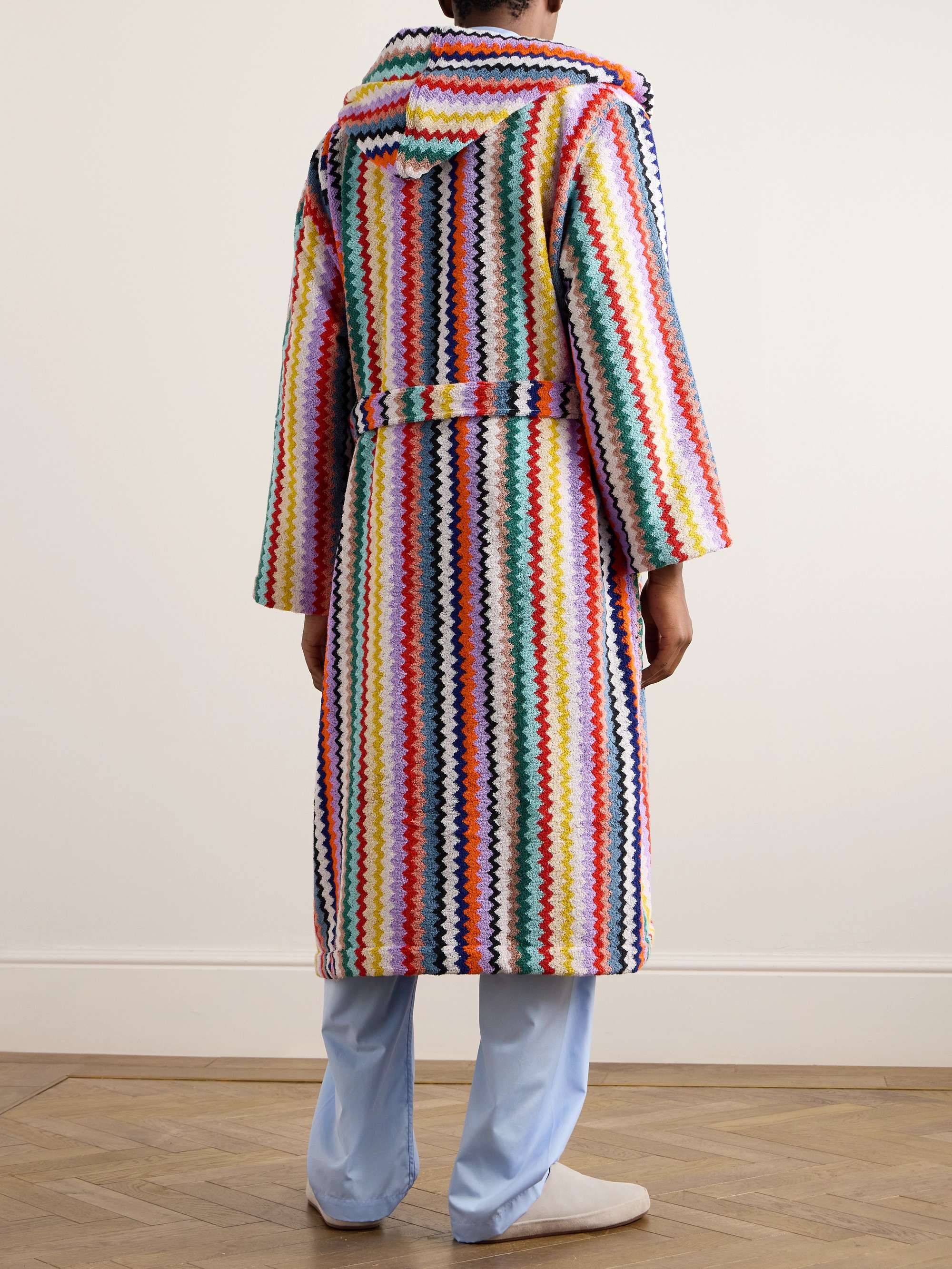 Riverbero Striped Cotton-Terry Hooded Robe view
