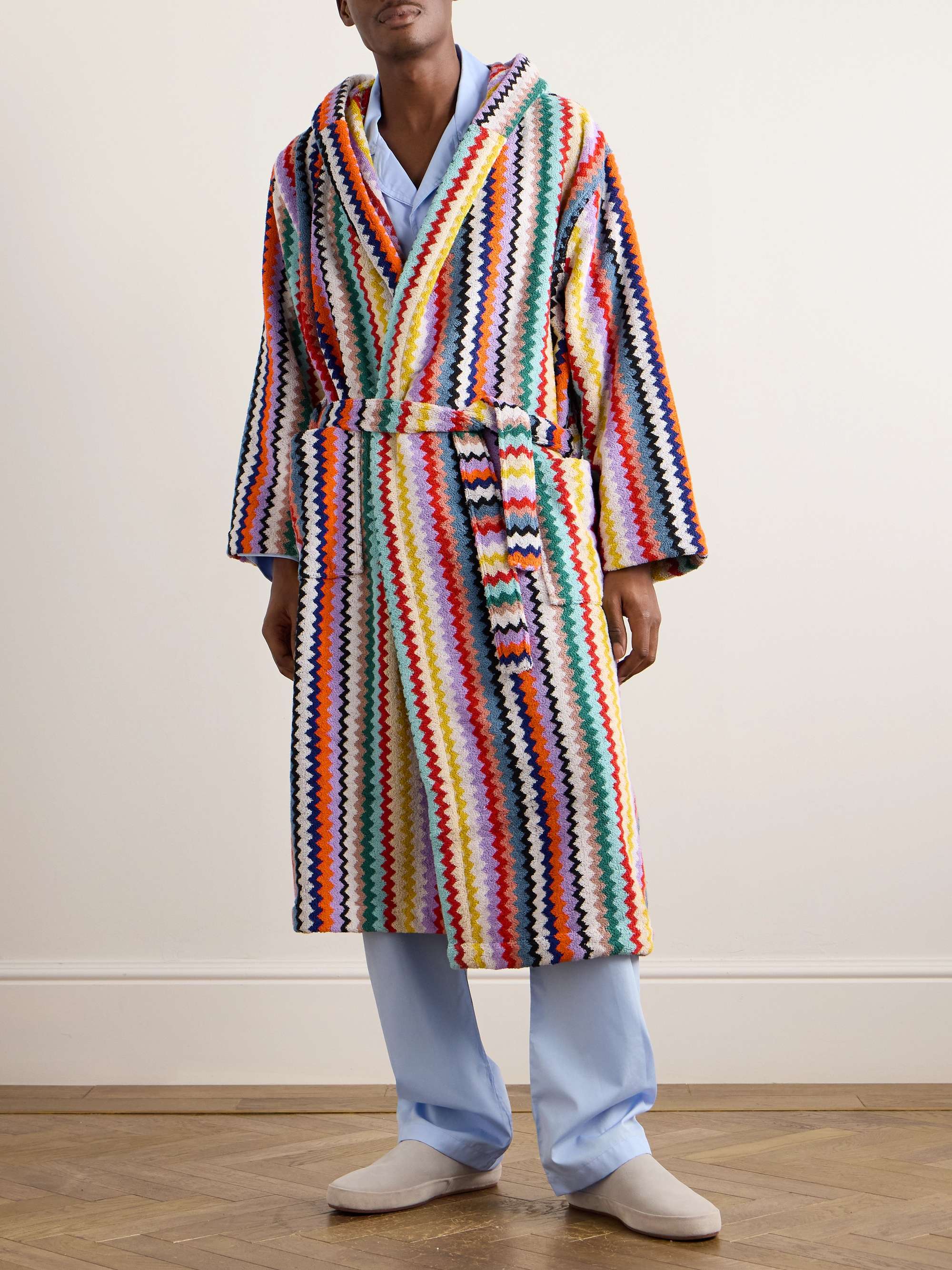 Riverbero Striped Cotton-Terry Hooded Robe view