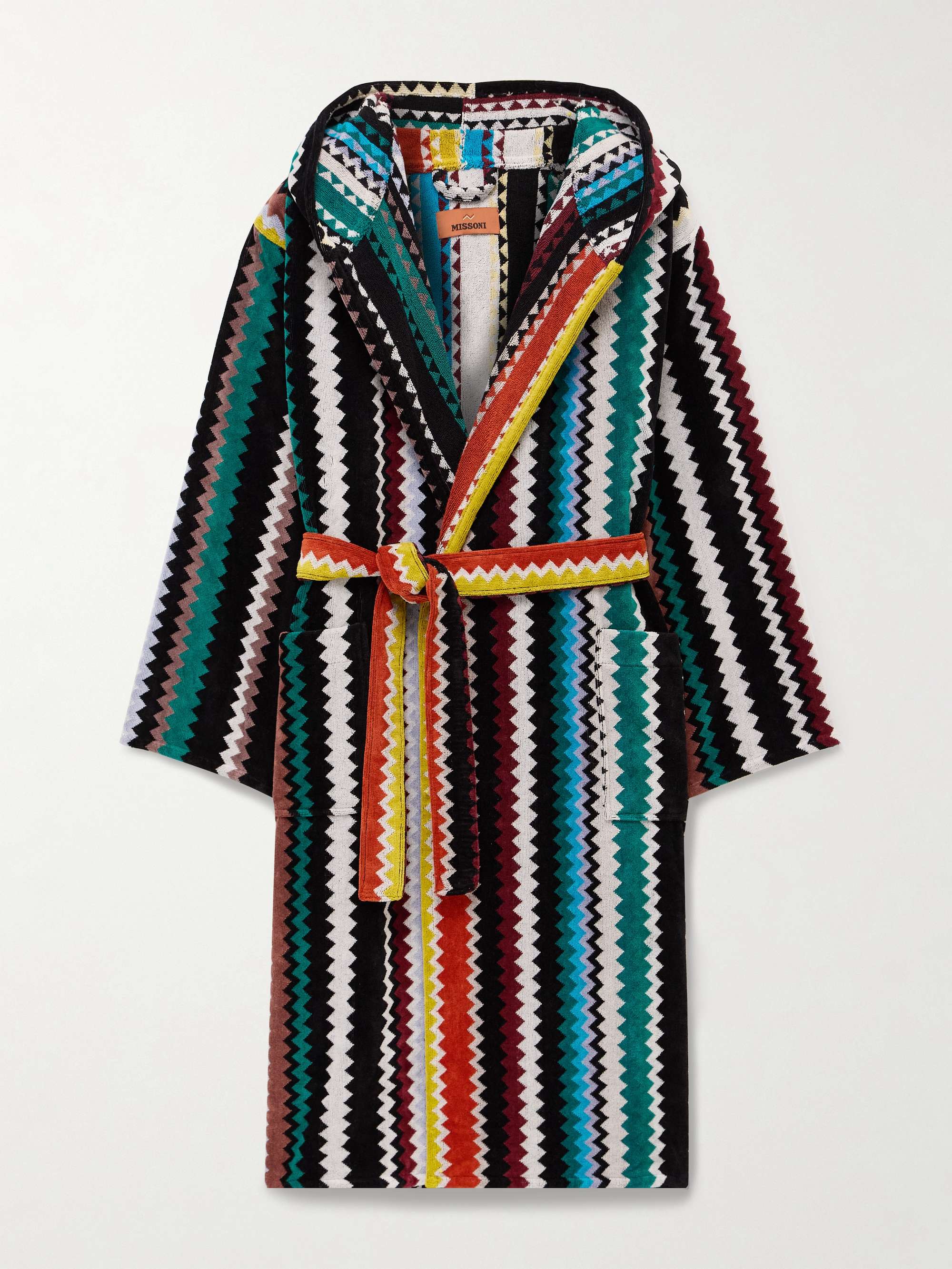 Curt Striped Cotton-Terry Jacquard Hooded Robe view