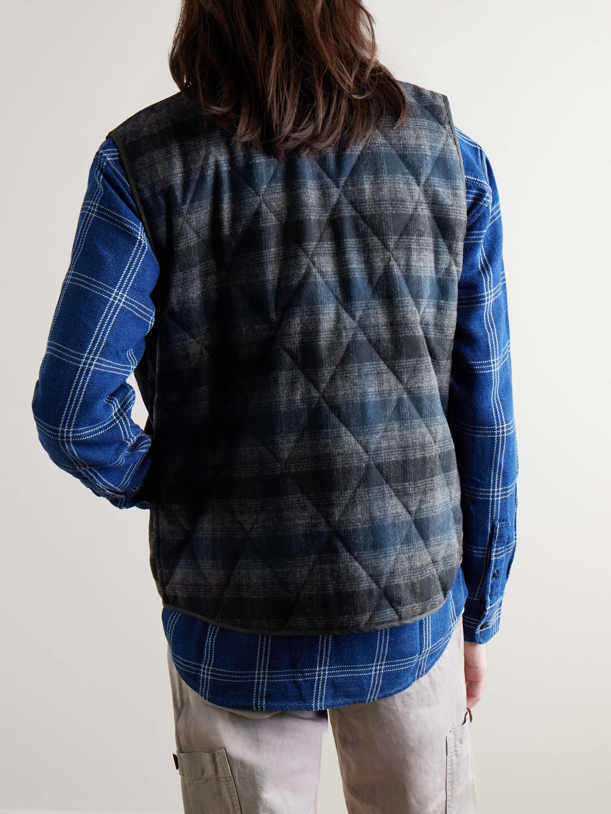 Vince quilted checked recycled wool-blend gilet view