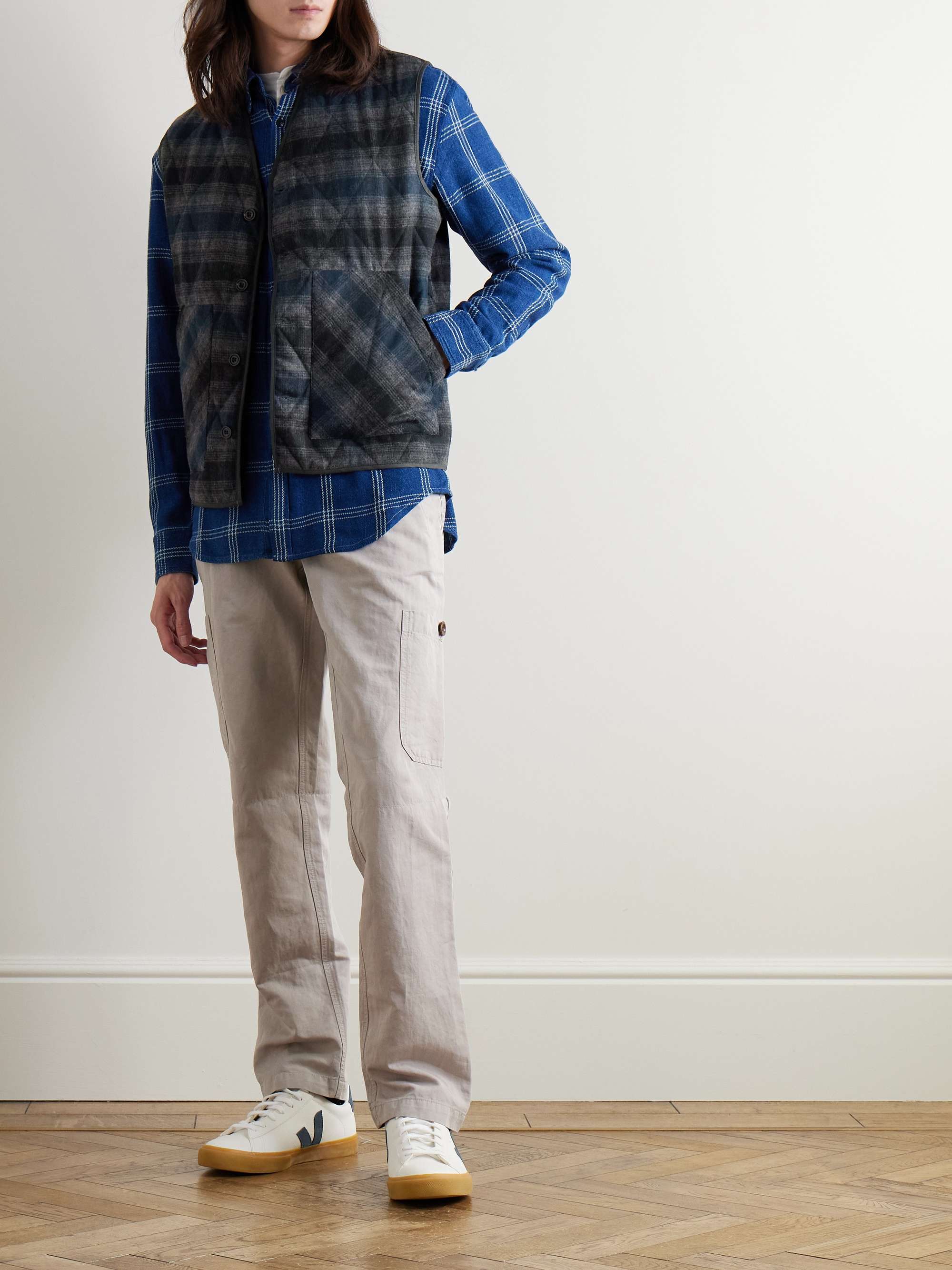 Vince quilted checked recycled wool-blend gilet view