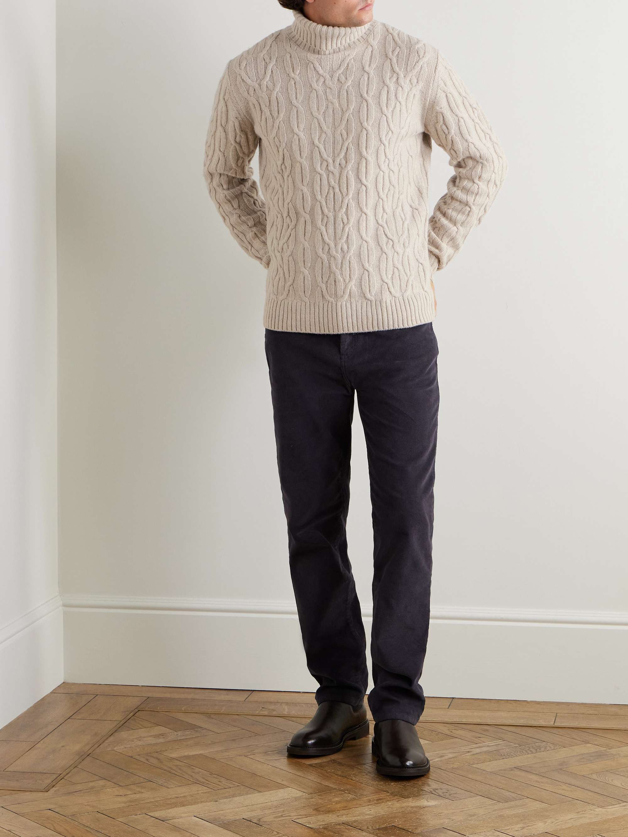 Cable-Knit Wool Rollneck Sweater view