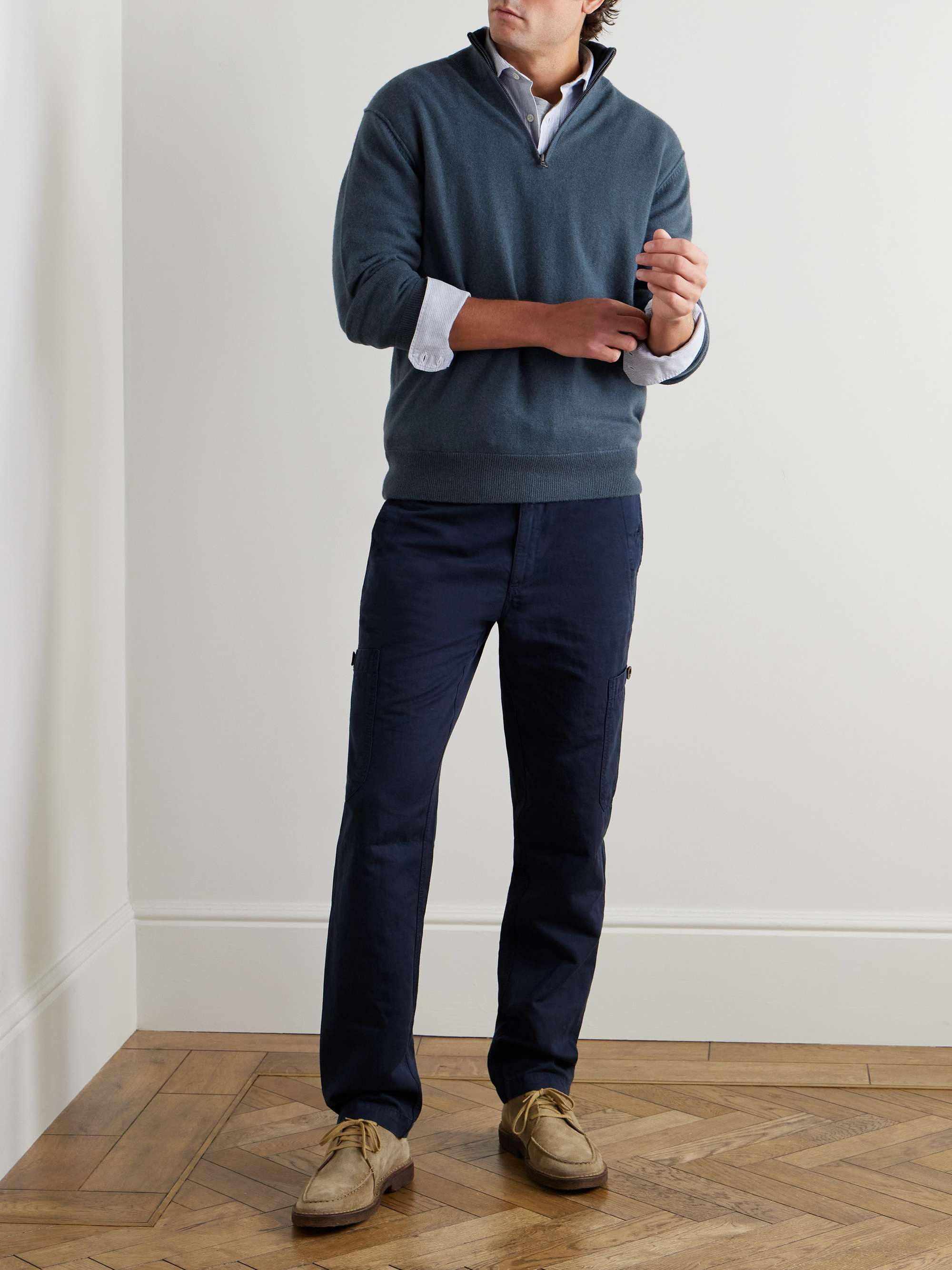 Wool and Cashmere-Blend Half-Zip Sweater view