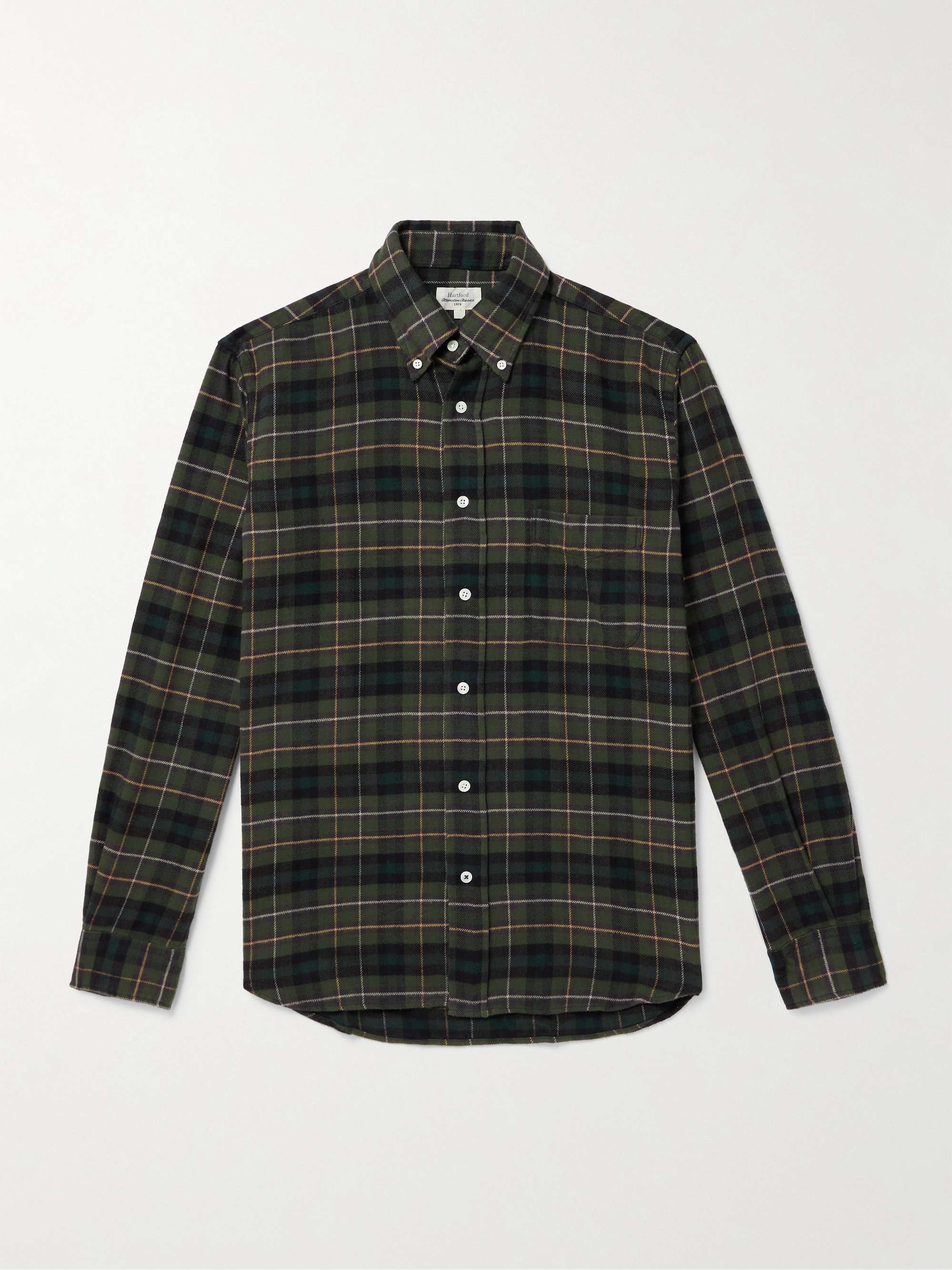 Pitt Button-Down Collar Checked Cotton-Flannel Shirt view