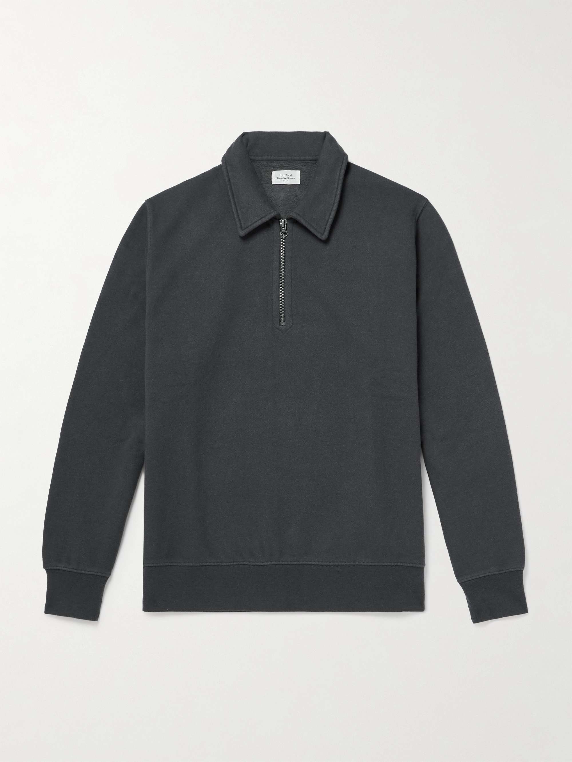 Cotton-Blend Jersey Half-Zip Sweatshirt view