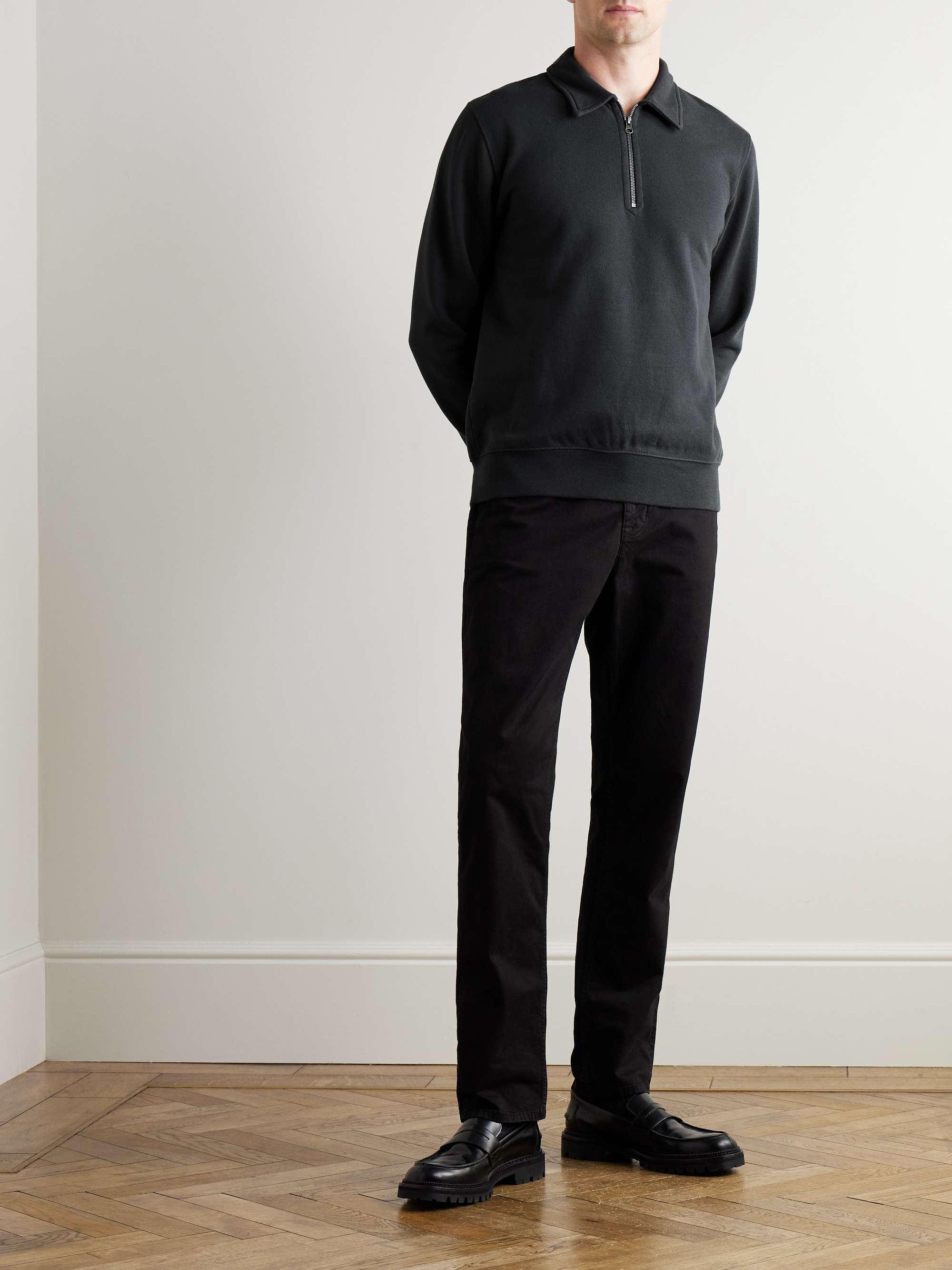 Cotton-Blend Jersey Half-Zip Sweatshirt view
