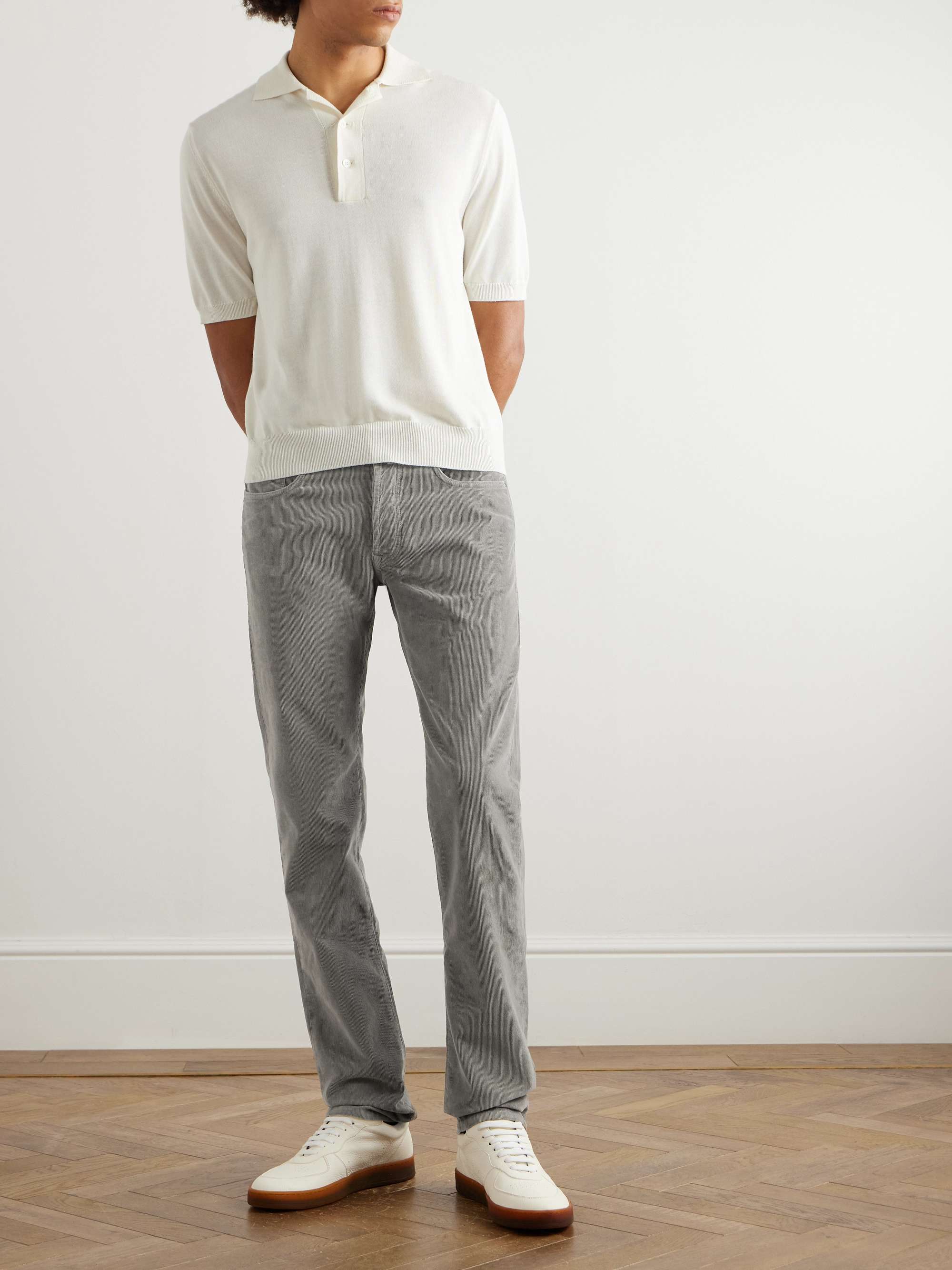 Blue Division Straight-Leg Logo-Appliquéd Cotton-Blend Corduroy Trousers view