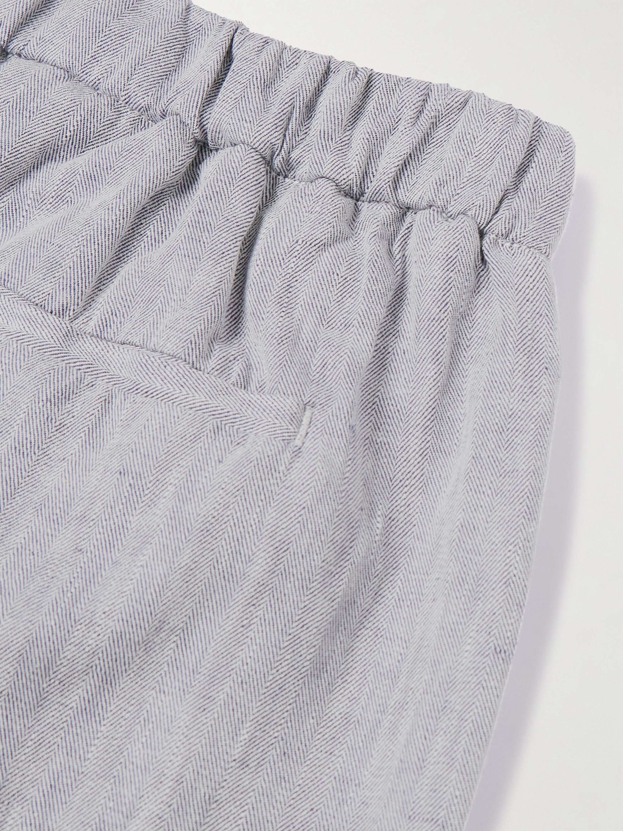 Rocha Wide-Leg Herringbone Cotton and Linen-Blend Drawstring Trousers view