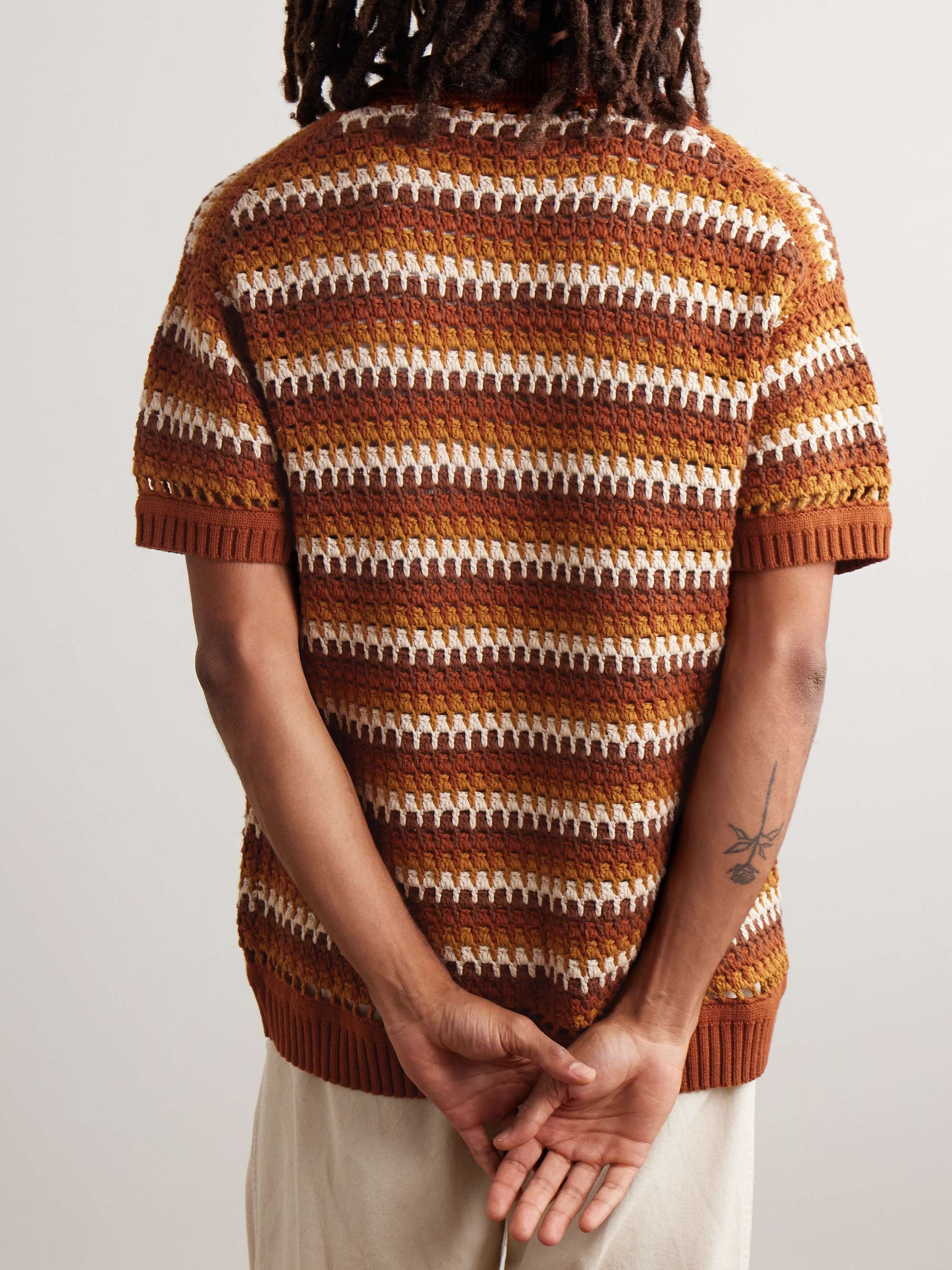 Pinto Striped Crocheted Cotton Shirt view