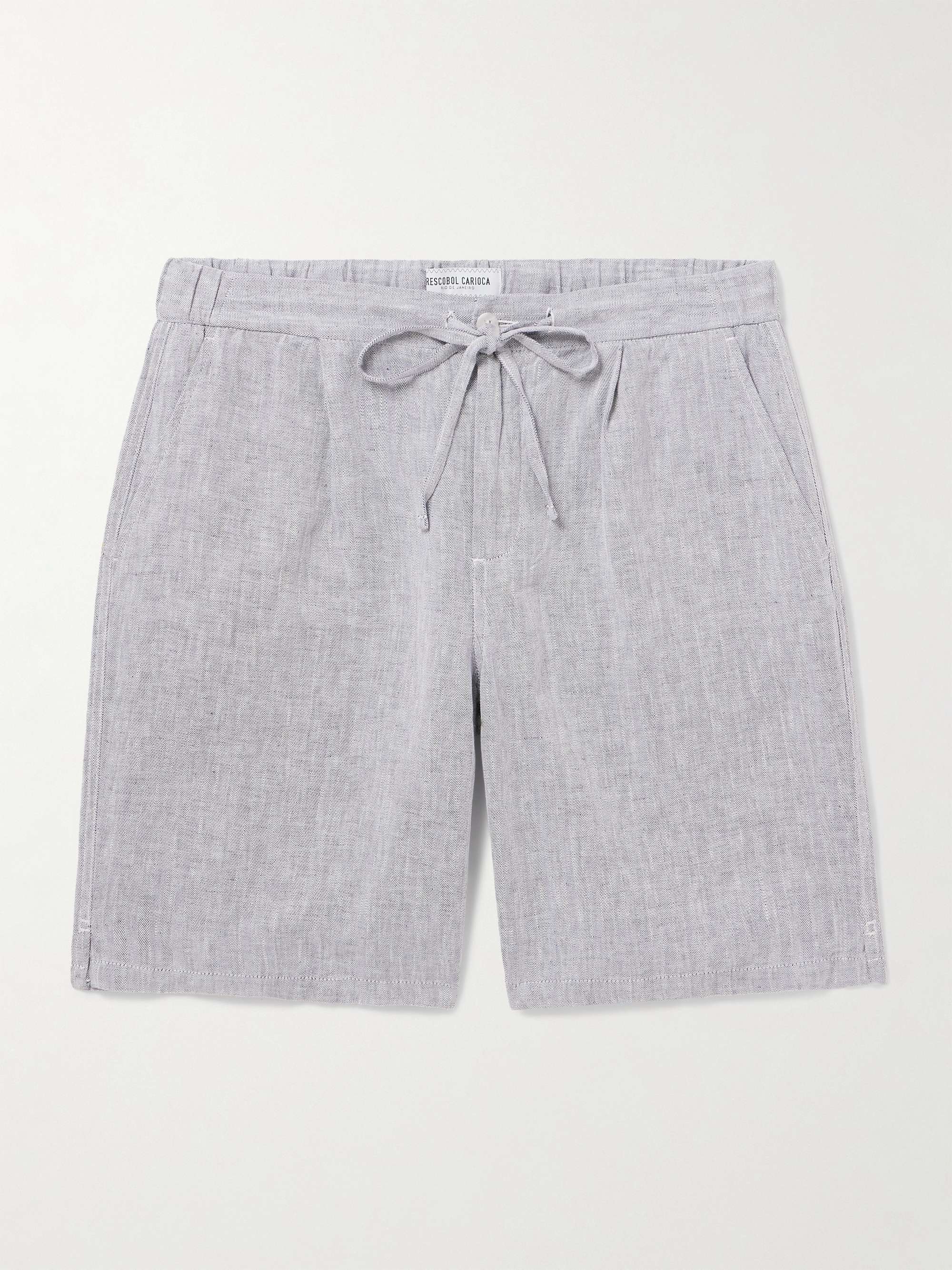 Rui Wide-Leg Herringbone Cotton and Linen-Blend Drawstring Shorts view
