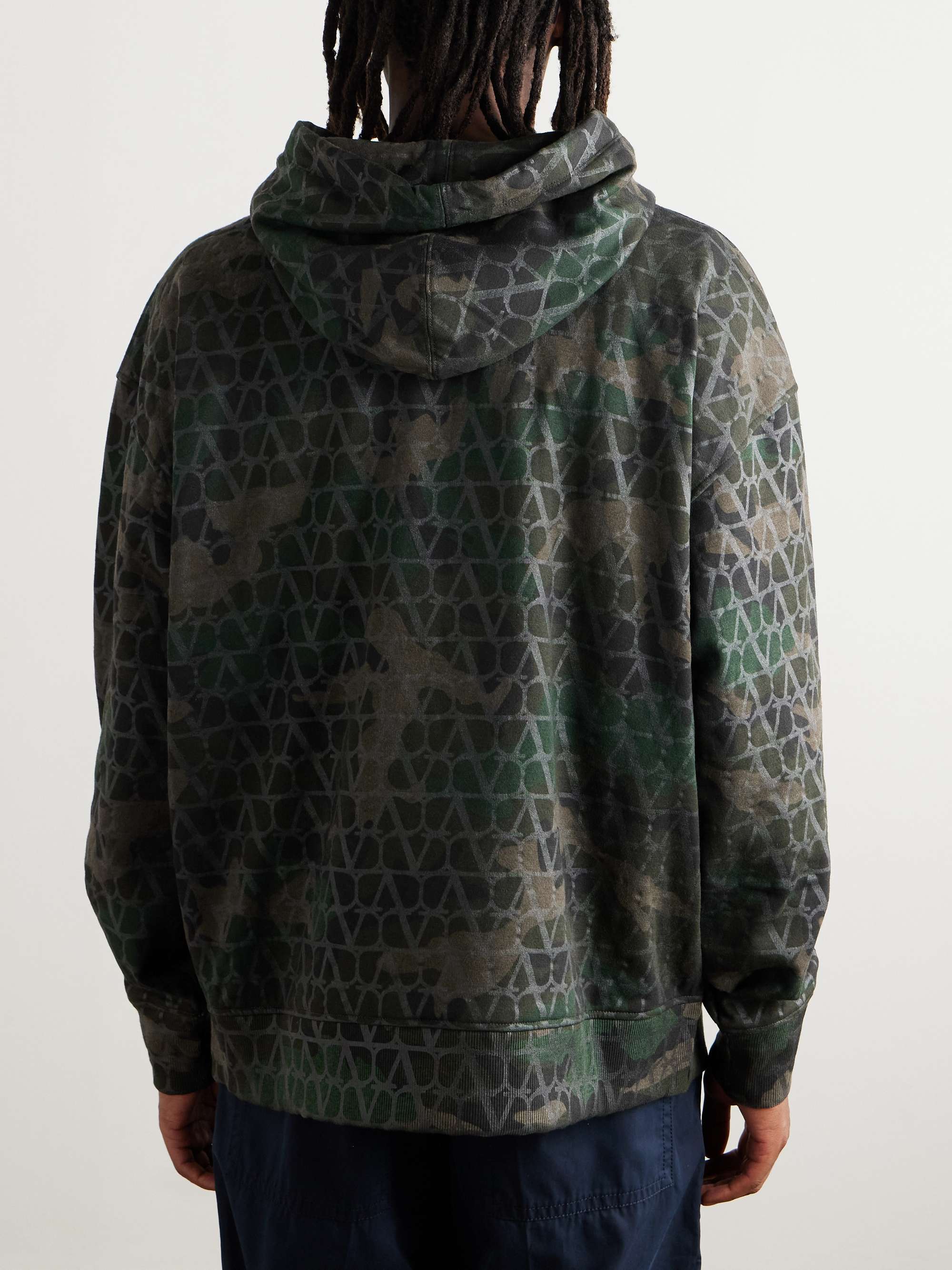 Camouflage-Print Cotton-Blend Jersey Hoodie view