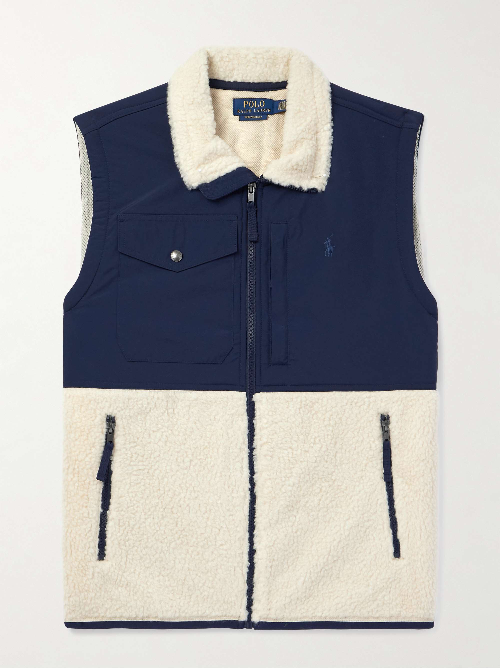 Logo-Embroidered Fleece-Panelled Shell Gilet view