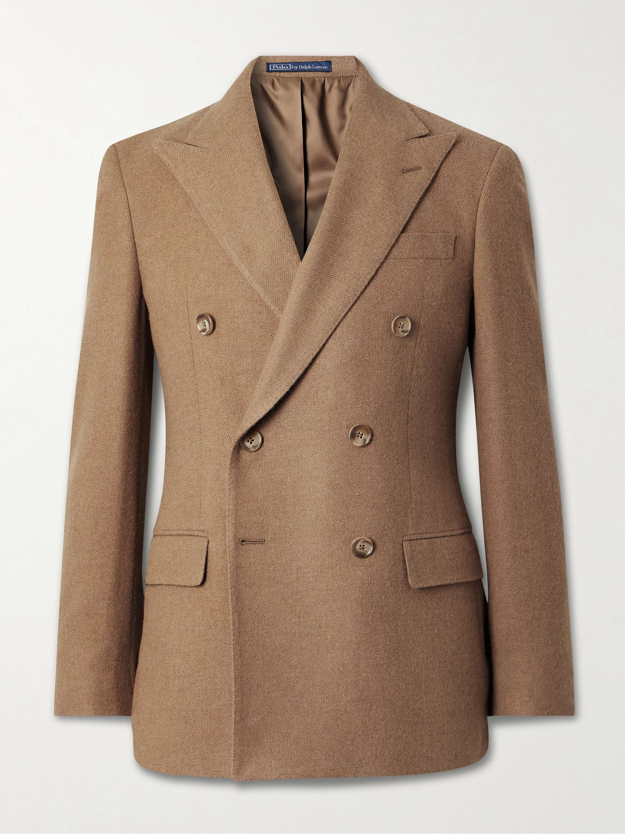 Slim-Fit Double-Breasted Camel Hair Blazer view