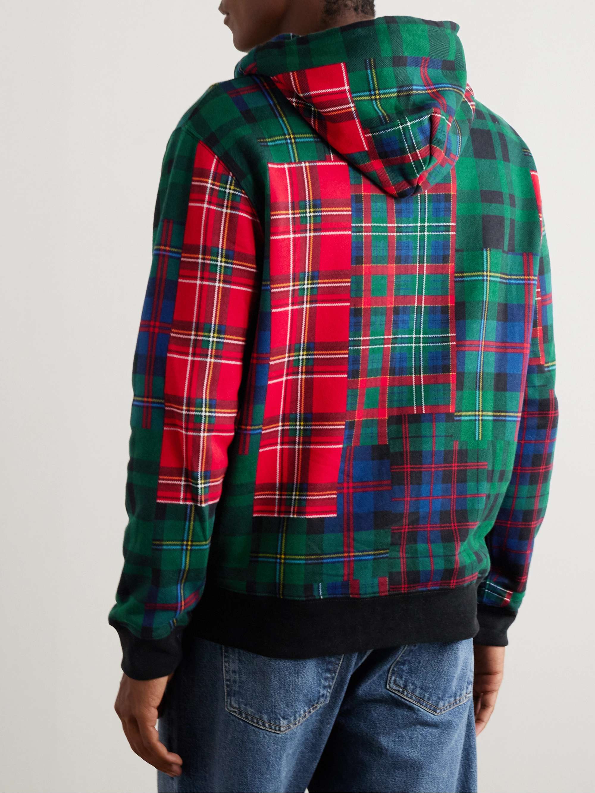 Checked Cotton-Blend Zip-Up Hoodie view