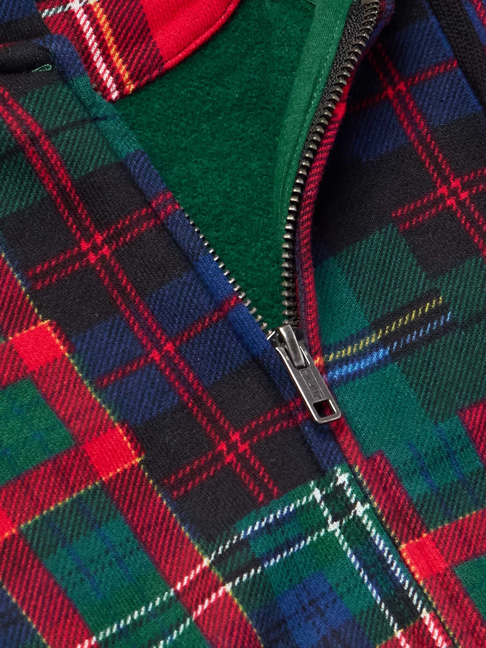 Checked Cotton-Blend Zip-Up Hoodie view