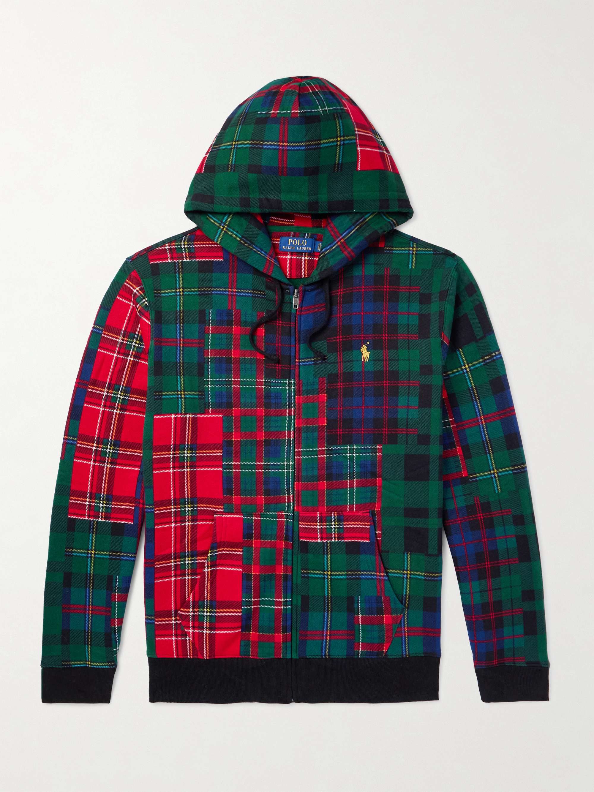 Checked Cotton-Blend Zip-Up Hoodie view