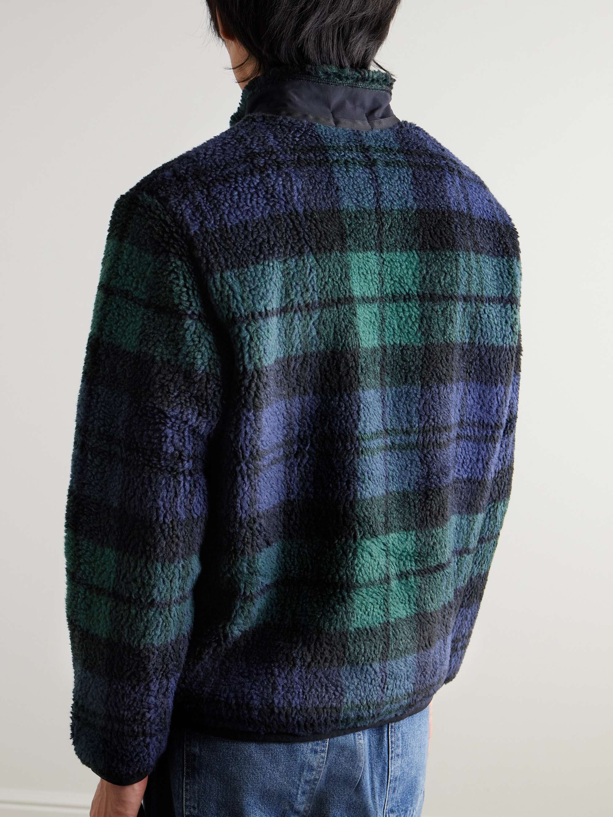 Shell-Trimmed Checked Fleece Jacket view