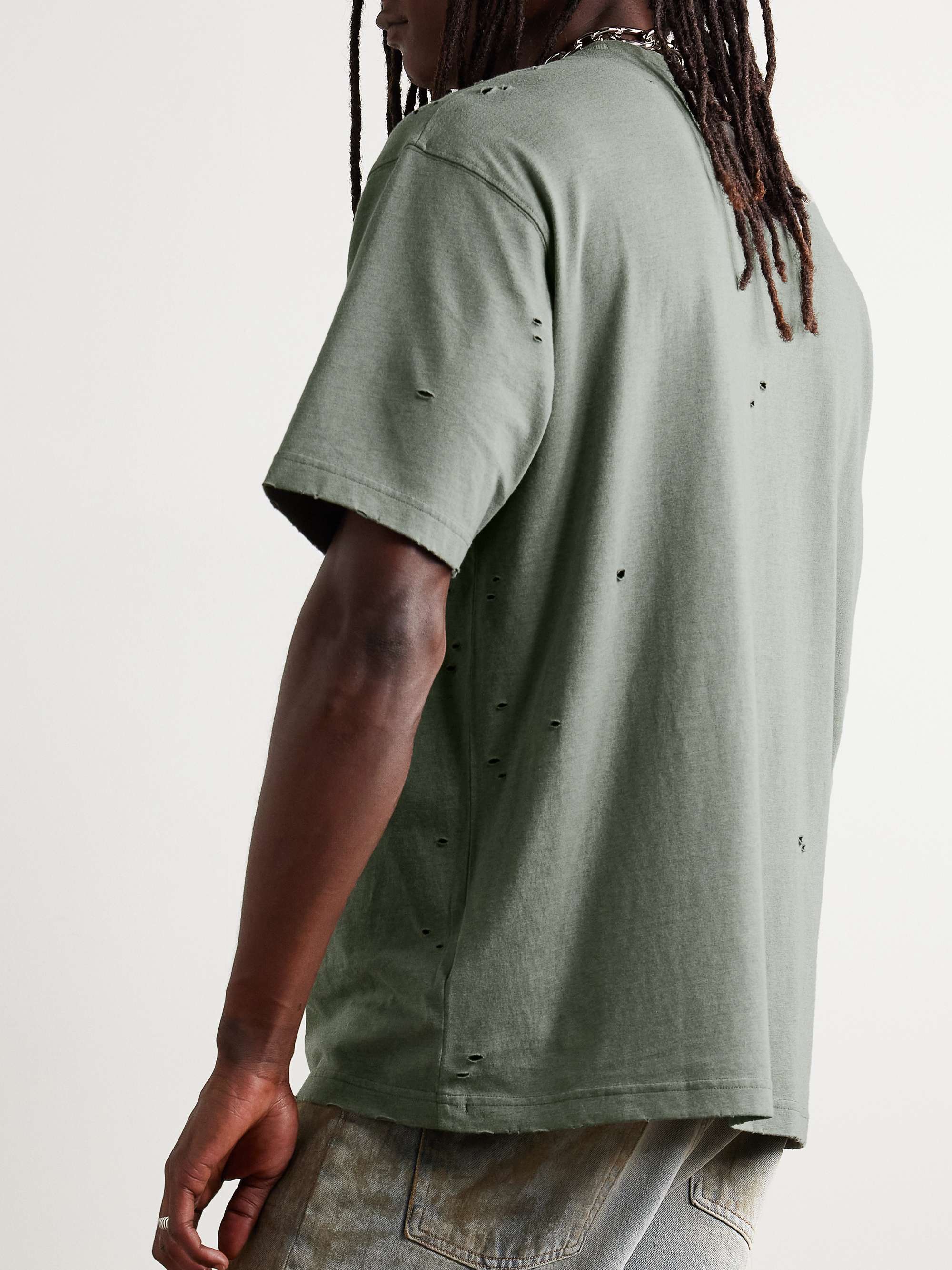 Exford Distressed Logo-Print Cotton-Blend Jersey T-Shirt view