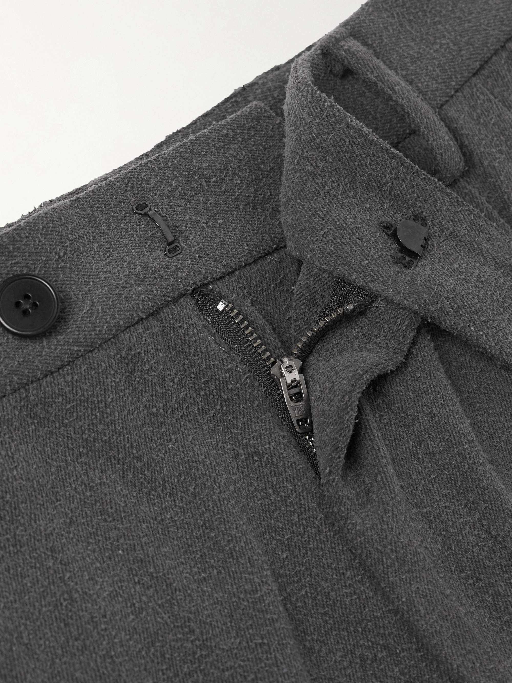 Straight-Leg Pleated Brushed Silk-Twill Trousers view