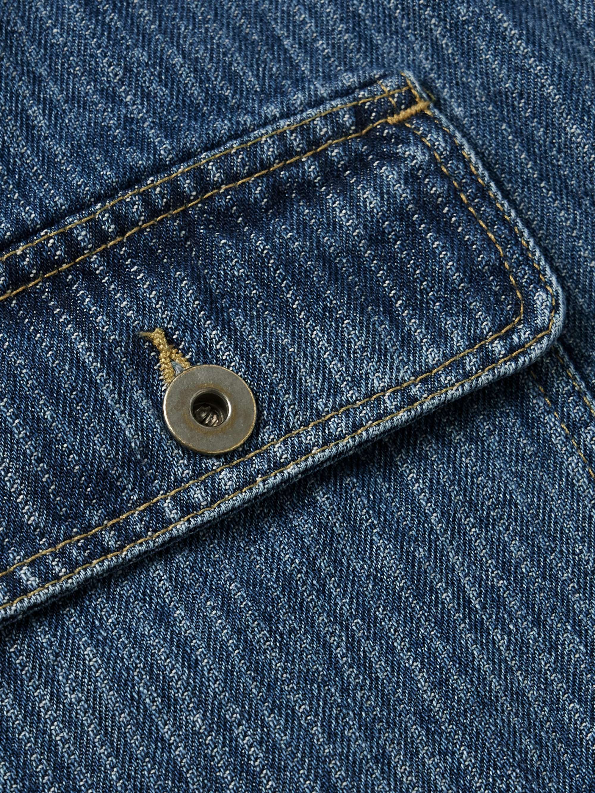 Striped Denim-Jacquard Trucker Jacket view