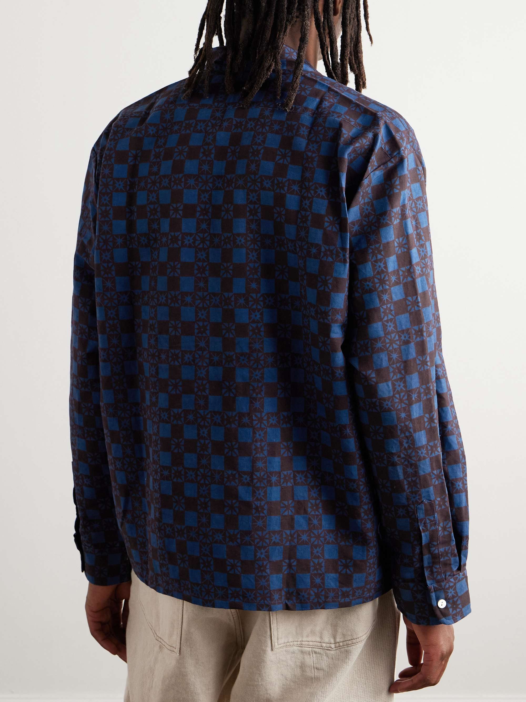 Spread-Collar Gingham Cotton and Linen-Blend Shirt view
