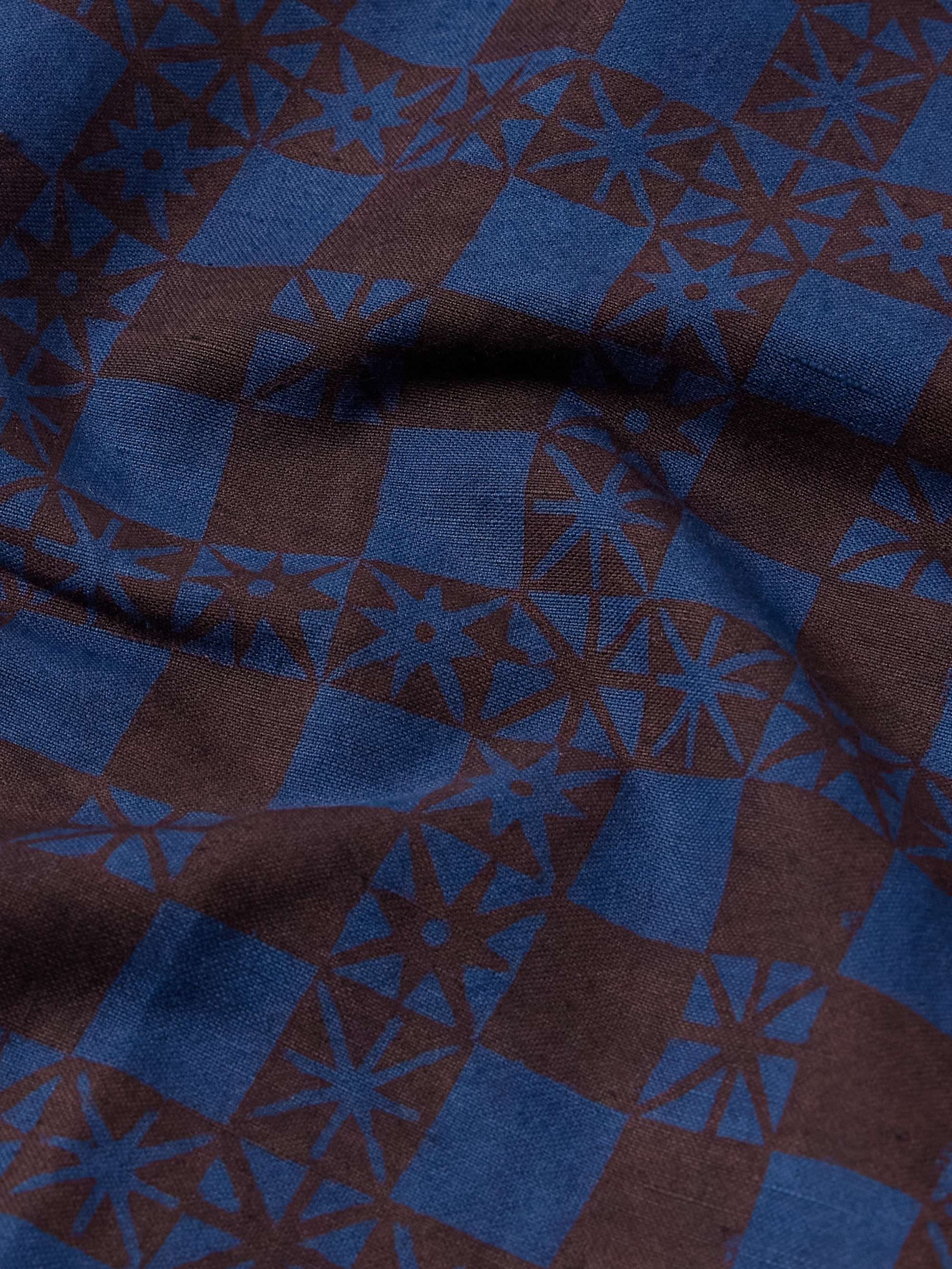 Spread-Collar Gingham Cotton and Linen-Blend Shirt view