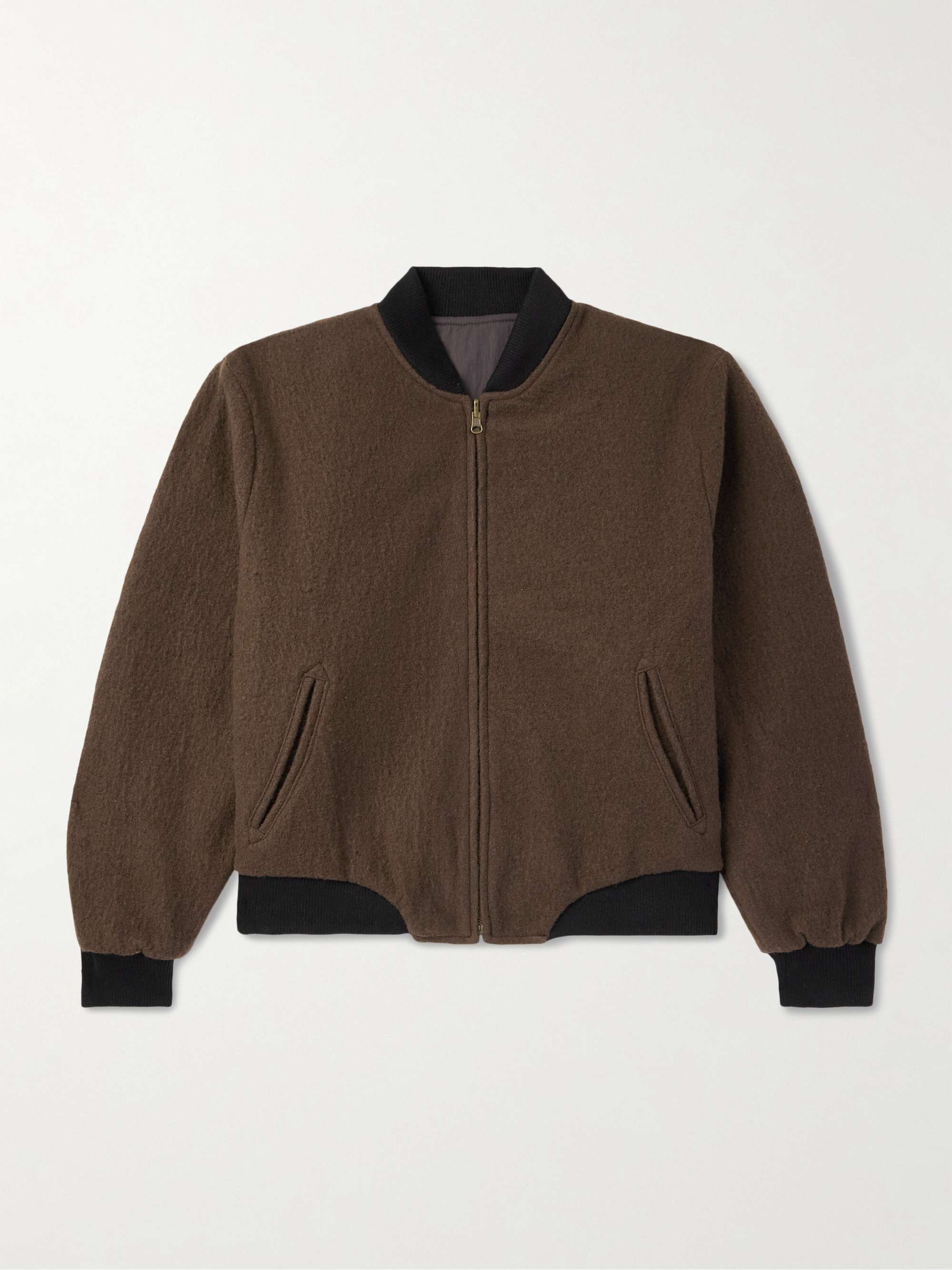 Reversible Fleece and Crinkled-Gabardine Bomber Jacket view