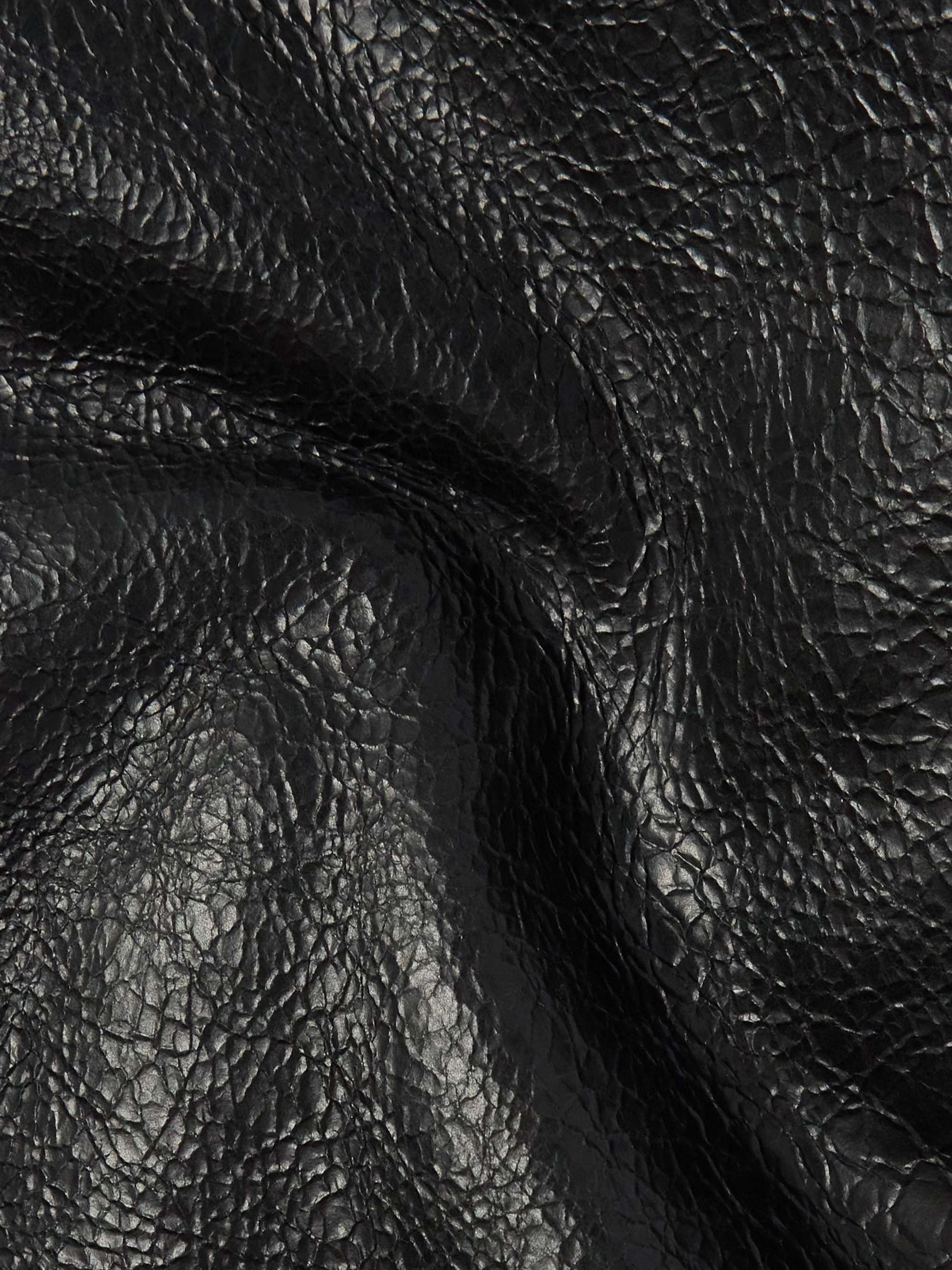 Shearling-Trimmed Cracked-Leather Jacket view