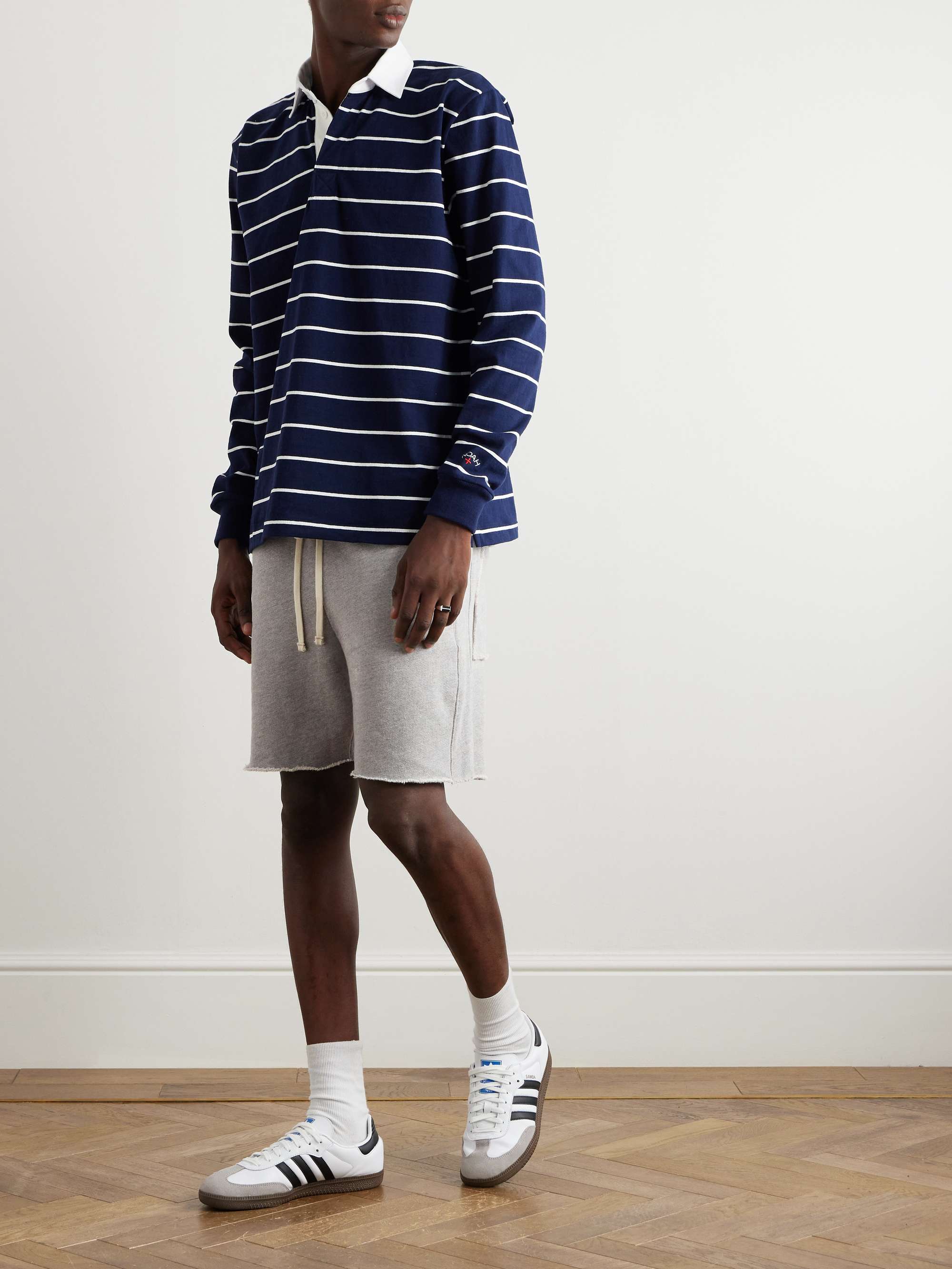Straight-Leg Garment-Dyed Cotton-Jersey Drawstring Shorts view